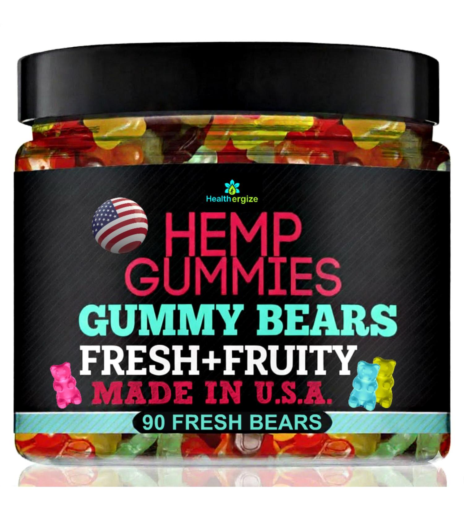Hemp Gummies for Sleep-Calm Relaxing Night Support-90 Gummy Bear Edibles-Made in USA - Buy Online on GoSupps.com