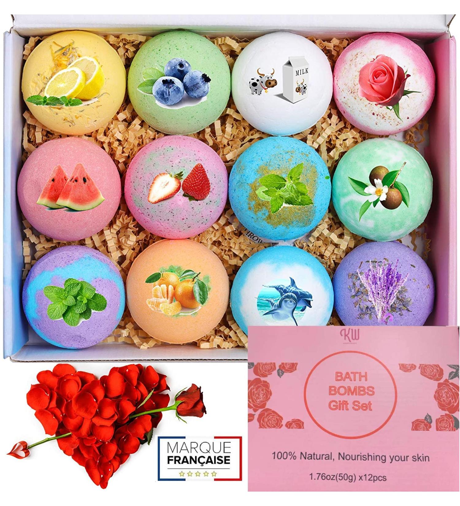 12 PCs Bath Balls - Perfect Gifts for Women Kids & Moms | Foam Bath Additives for Birthdays Christmas & Valentine's Day - Buy Online on GoSupps.com