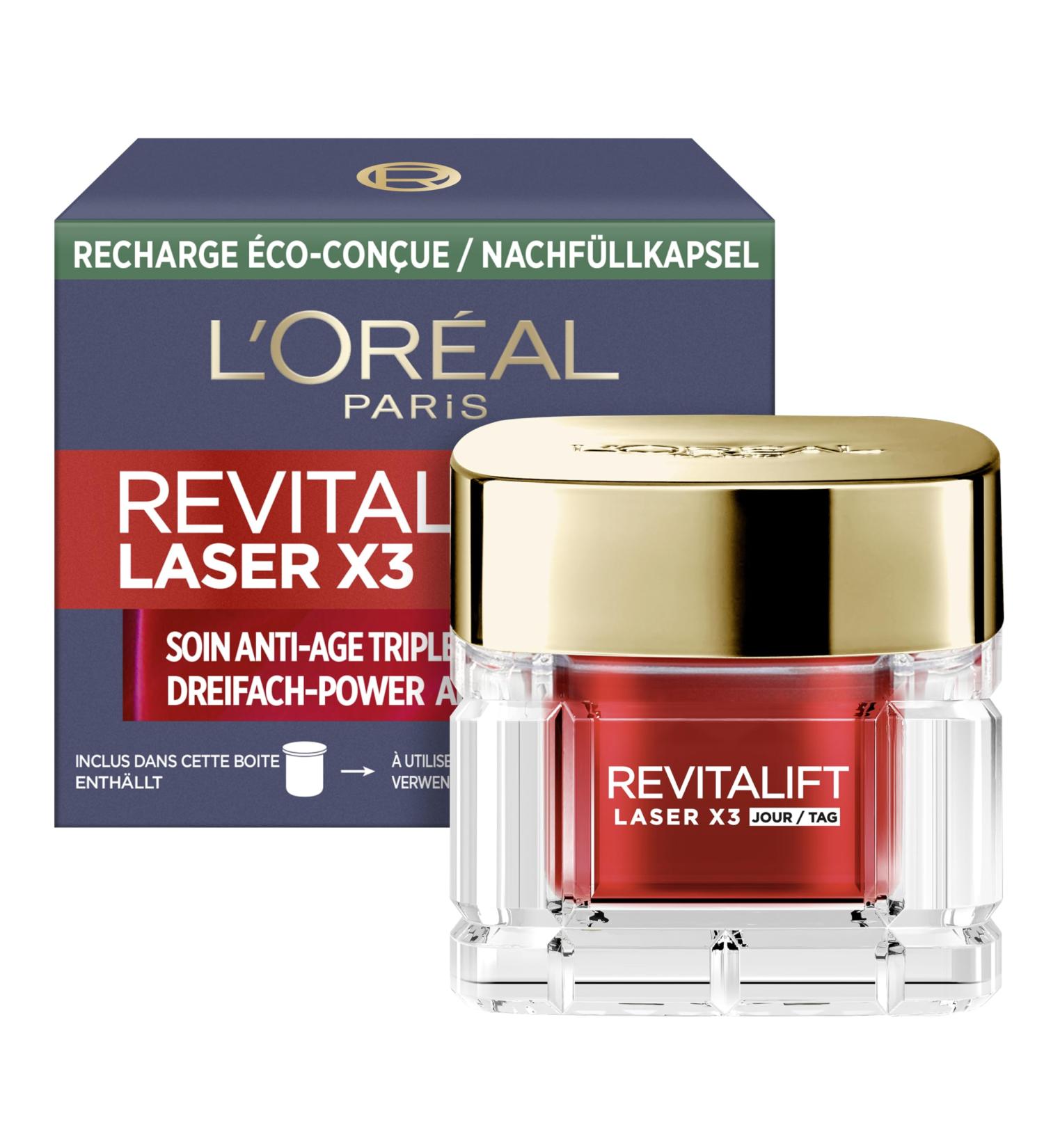 L'Or al Paris L Or al Paris AntiAge day cream navum Capsules reduces ripples and reinforces the skin with proretinol hyluron acid and vitamin C RevitaLift Laser X3 1 x complement 50 ml 1r Pack nappy capules