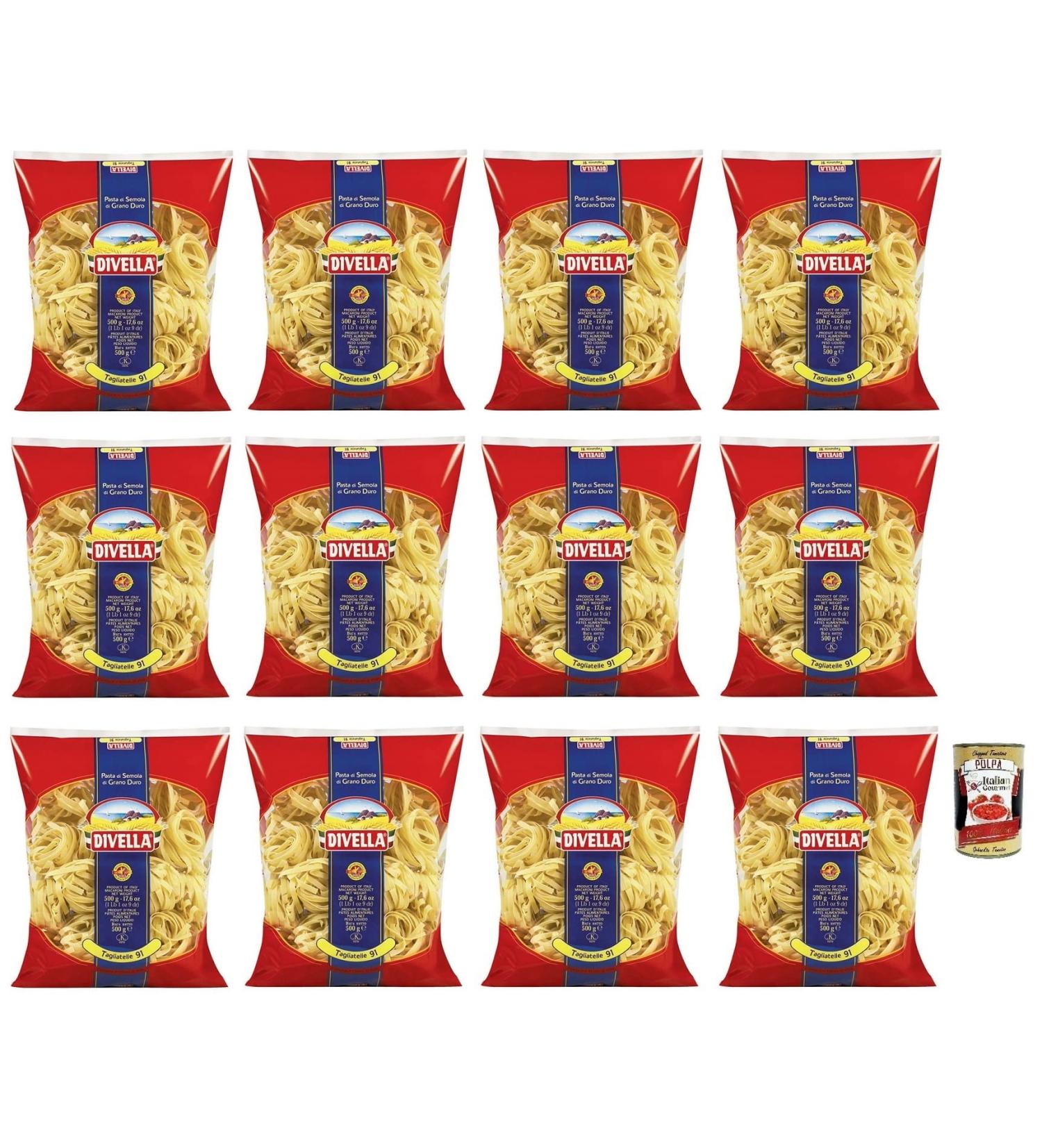  Italian Gourmet E.R. Divella Tagliatelle No. 91 Hard Wheat Pasta 500g + Italian Gourmet Tomato Pulp Box 400g - Buy Online on GoSupps.com
