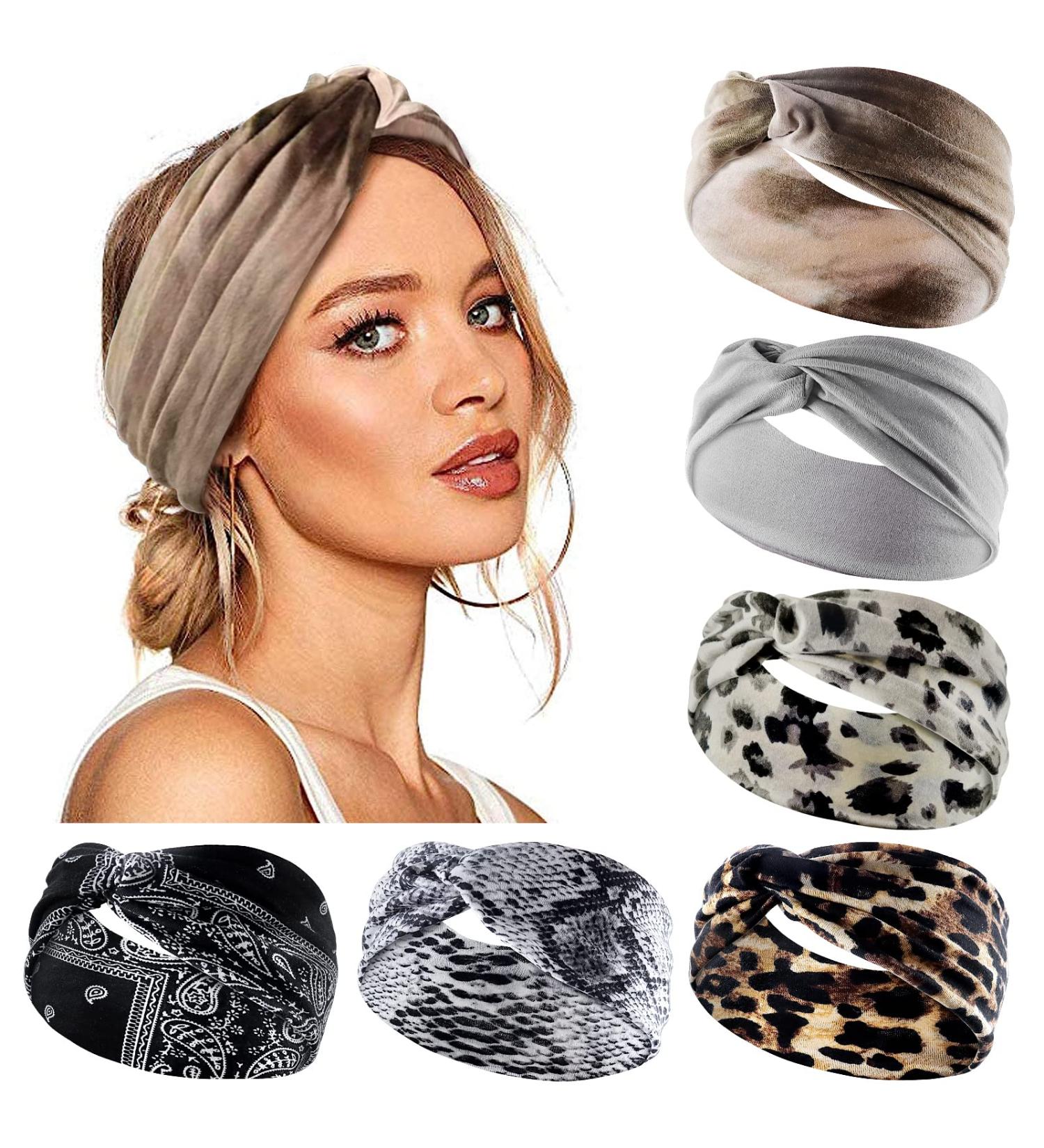 Kavya Wide Boho Headbands for Women - 6 Piece Multicoloured Hairband Set - Buy Online on GoSupps.com