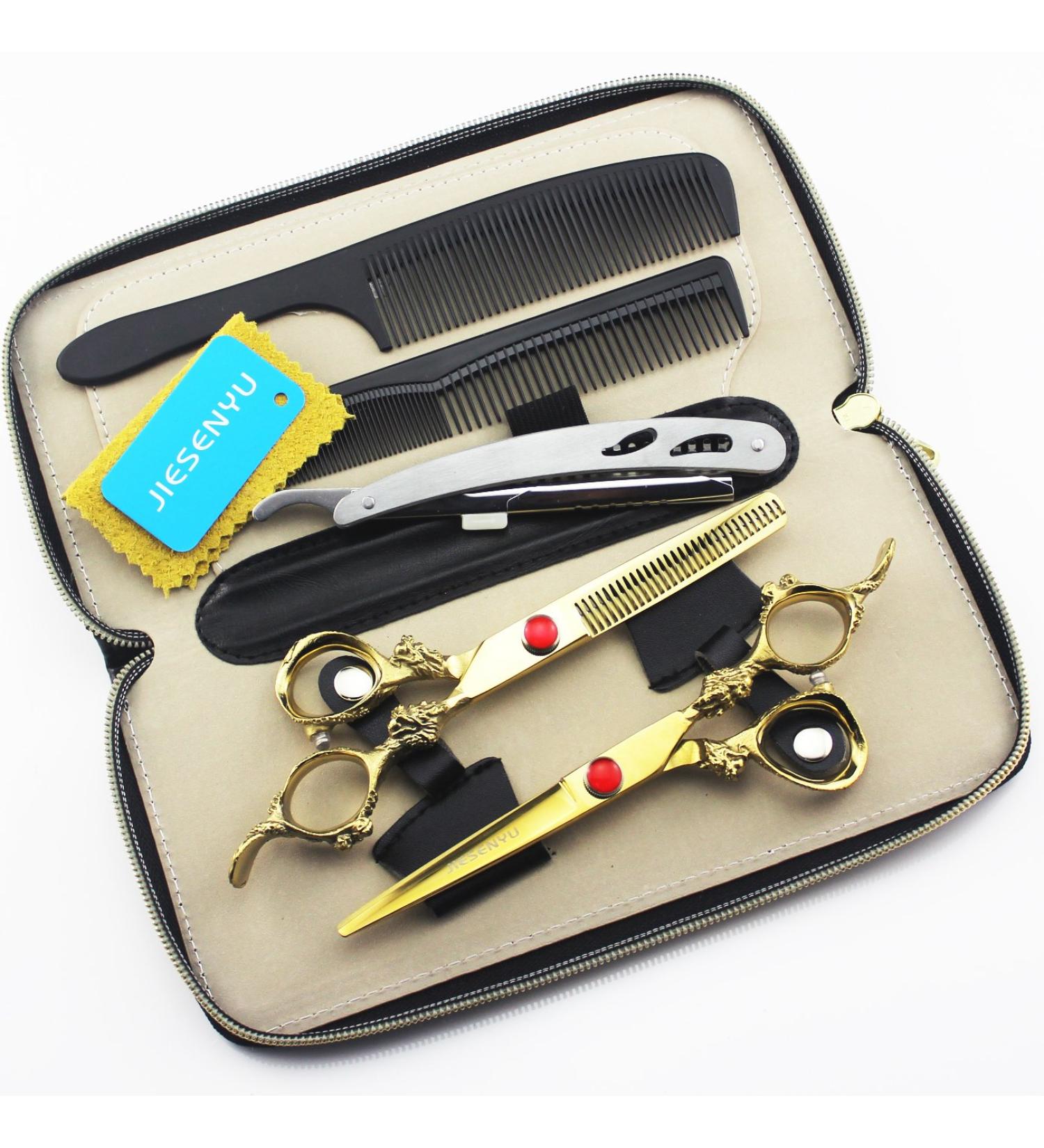JIESENYU Professional Hairdressing Scissors Barber Hair Cutting Scissors/Shears 6 inch Stainless Steel shears (Gold) - Buy Online on GoSupps.com