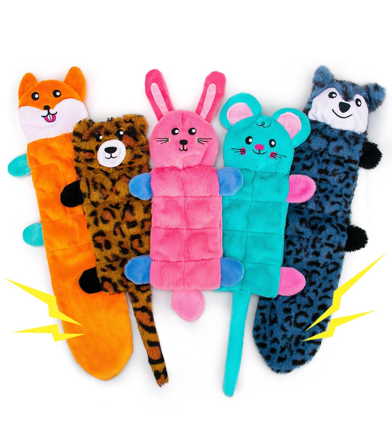 AWOOF No Stuffing Dog Toy 5 Pack Crinkle Squeaky Dogs Teething Chew Toys Set for Small Medium Large Breed Puppies Aggressive Chewers Durable Birthday Interactive Plaything Dogs Doggies Toys Land animals - Buy Online on GoSupps.com