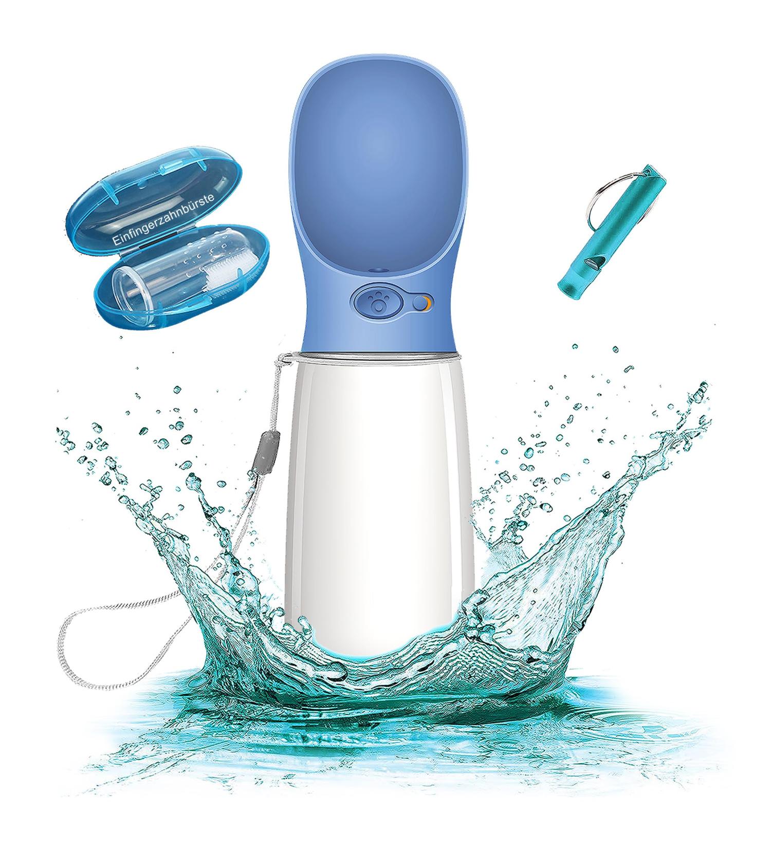 3-Series Gift Set: Innovative 550ml Leak-Proof Dog Drinking Bottle with Toothbrush & Pipe - Perfect for On-the-Go Adventures - Premium Quality in Blue - Buy Online on GoSupps.com