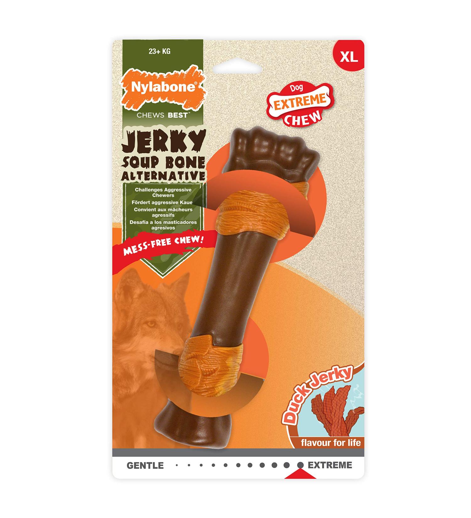 Nylabone Extreme Tough Dog Chew Toy Souper Bone Duck Jerky Flavour X-Large - For Dogs Over 23 Kg - Buy Online on GoSupps.com