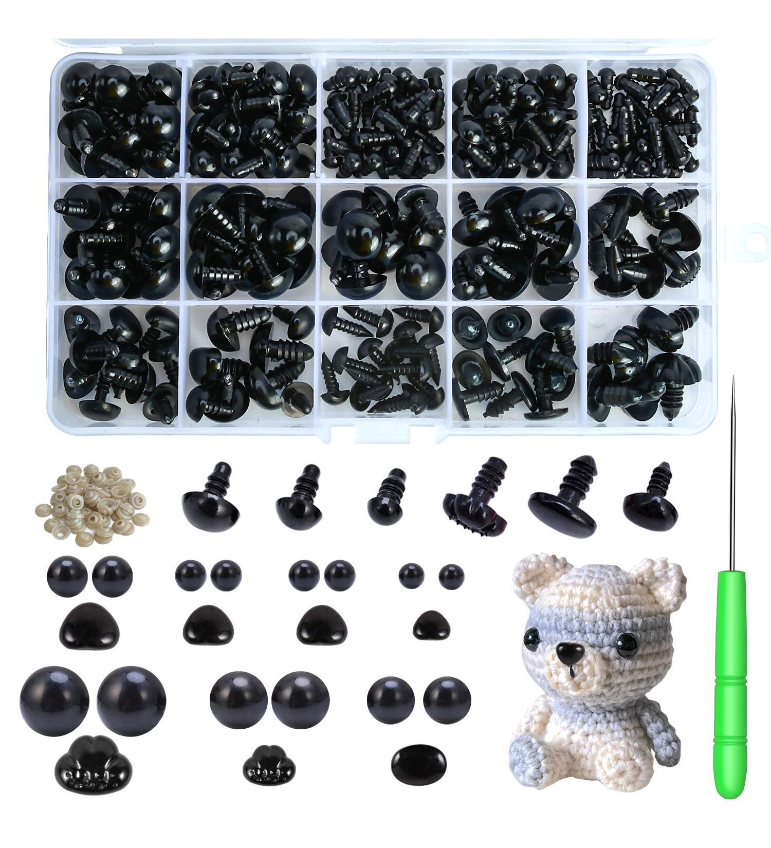 462pcs Black Safety Eyes and Noses for Stuffed Crochet Crafts - Plastic With Washers Included - Buy Online on GoSupps.com