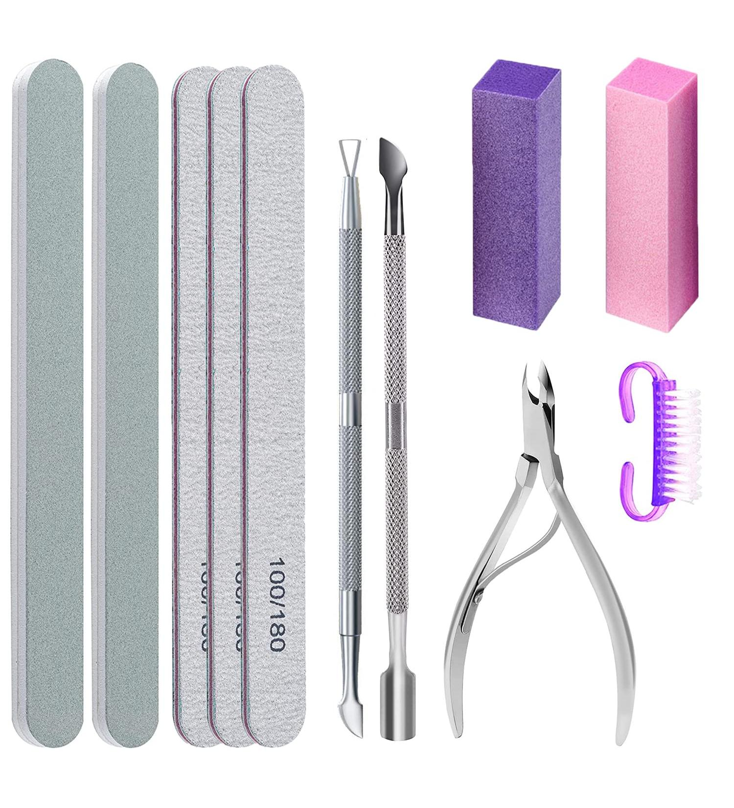 Professional 11Pcs Nail File and Buffer Set with Cuticle Nipper and Pusher - Manicure Tool Kit for Shiny Nails - Buy Online on GoSupps.com