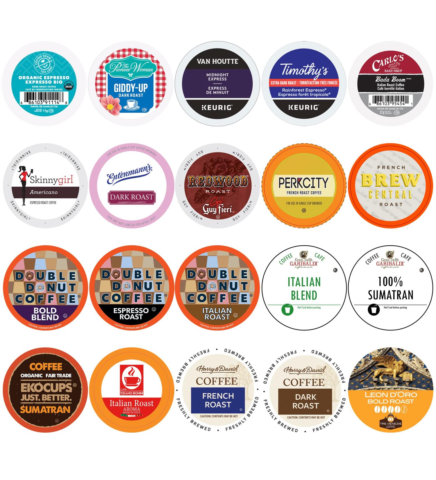 Dark Roast Coffee Pods Variety Pack - 20 Count Coffee Sampler for Keurig K Cups Machines - Buy Online on GoSupps.com