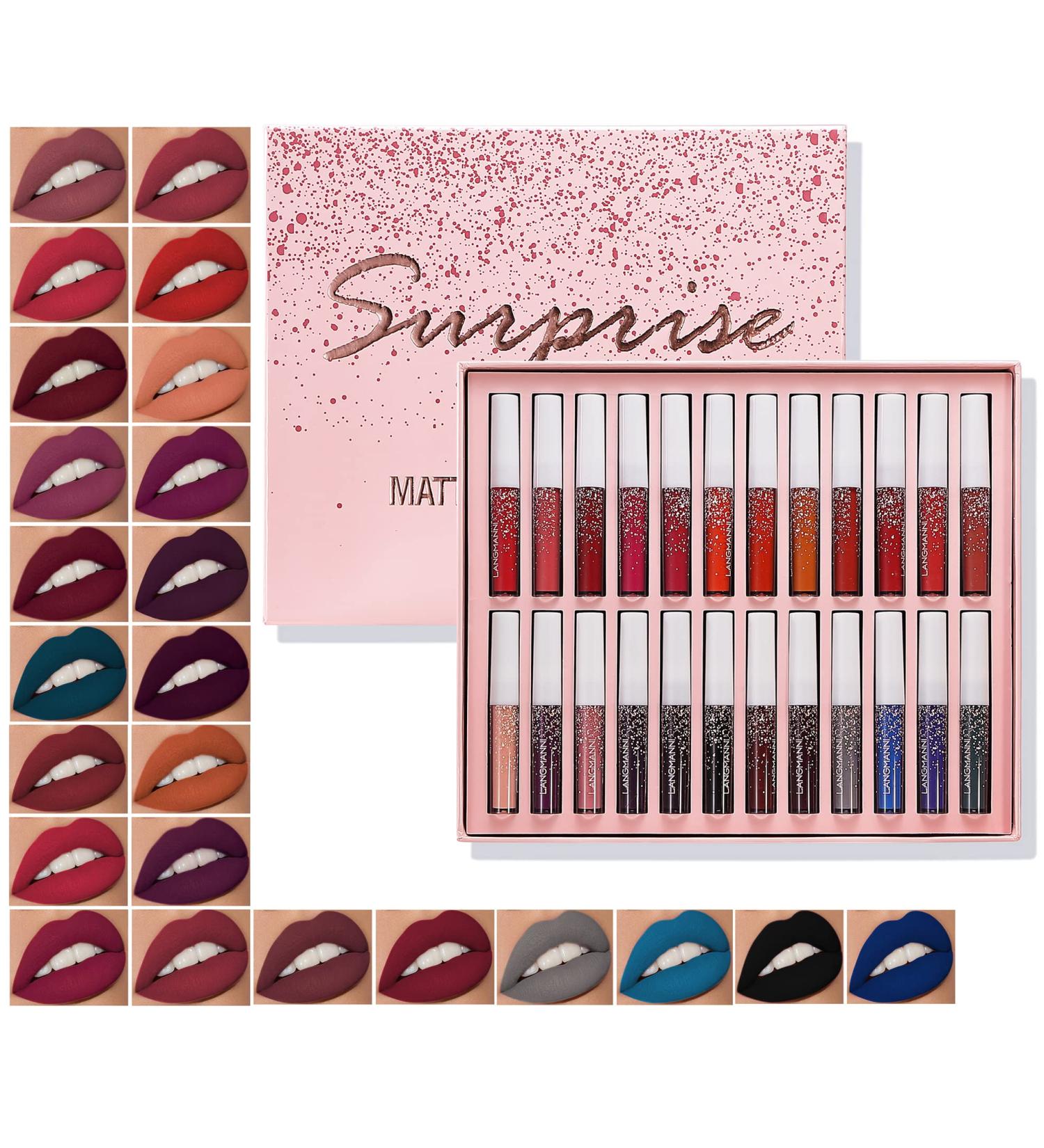 Petansy 24 Colors Liquid Matte Lipstick Set | Waterproof Long Lasting Lip Gloss with Gift Box for Ultimate Beauty & Makeup - Buy Online on GoSupps.com