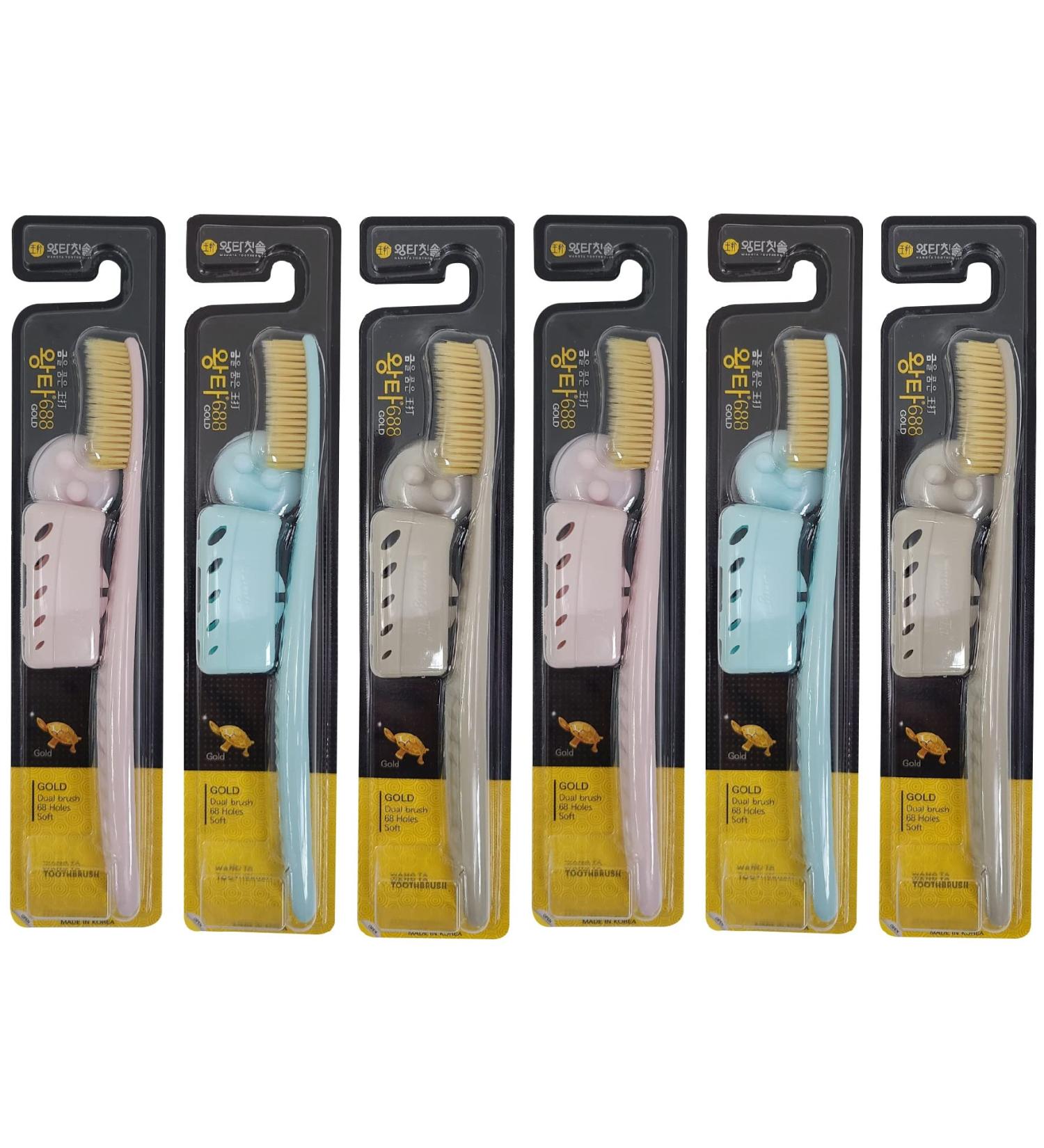 Samjung Wangta Soft Toothbrush 6 Pack (Gold) - Best Manual Toothbrush for Efficient Cleaning and Sensitive Gums - Buy Online on GoSupps.com
