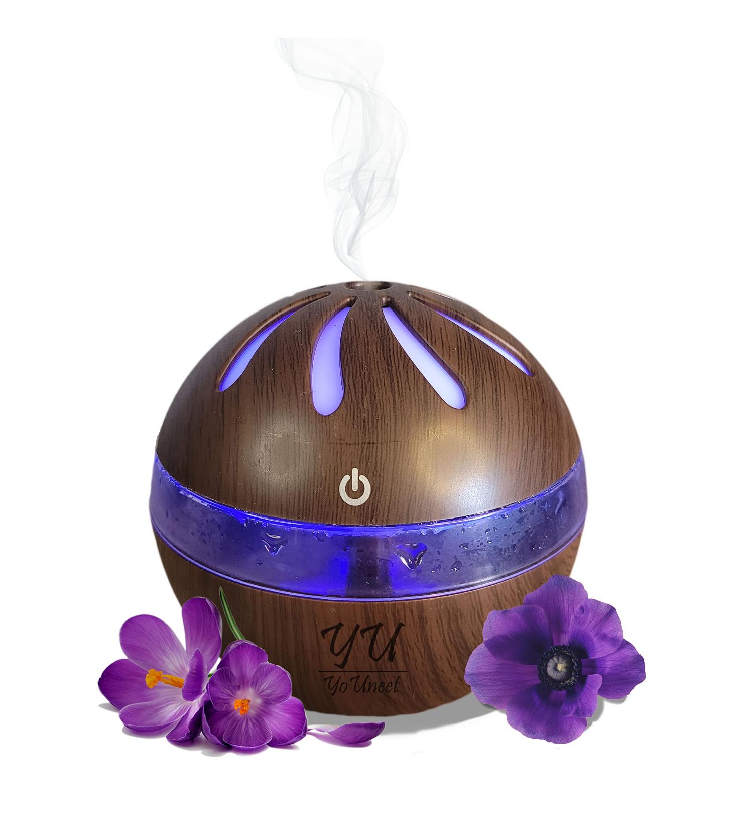 YOUNEET 300ml Aroma Diffuser Humidifier | Black Wood Look LED 7 Colors | Perfect for Yoga Office Spa & Gifts - Buy Online on GoSupps.com