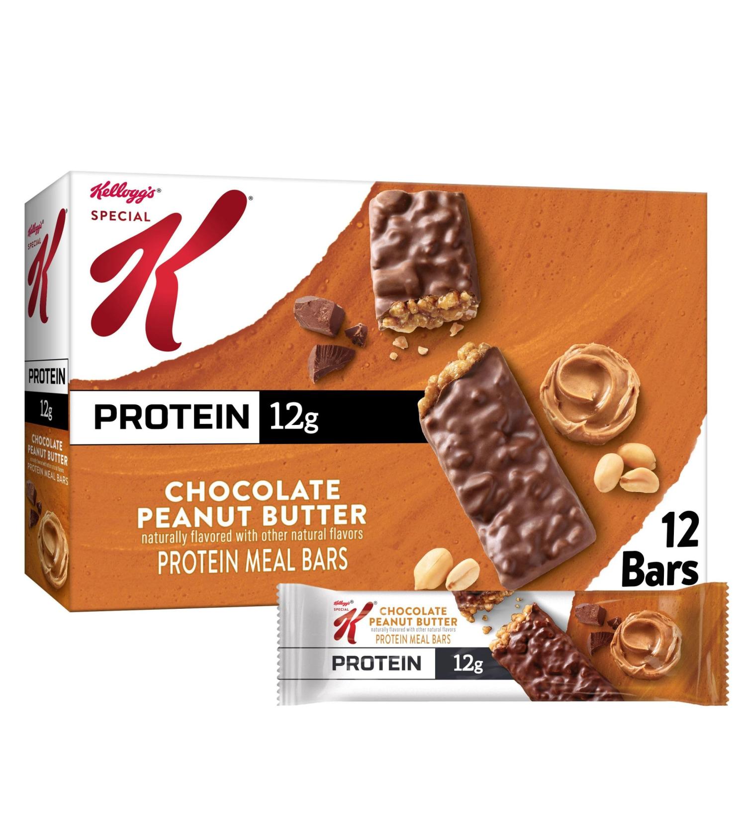 Buy Special K Protein Bars - 12g Protein Snacks & Meal Replacement - Chocolate Peanut Butter Value Size 19oz Box (12 Bars) - International Shipping Available - Buy Online on GoSupps.com