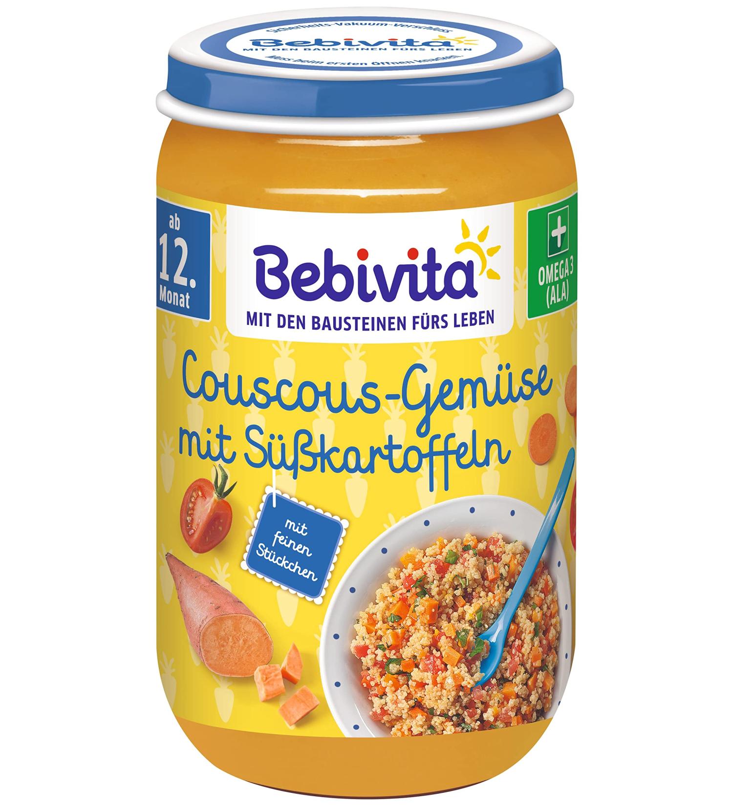 Bebivita menus from 12 months Couscous vegetables with sweet potatoes pack of 6 (6 x 250g) Couscous vegetables with sweet potatoes Medium
