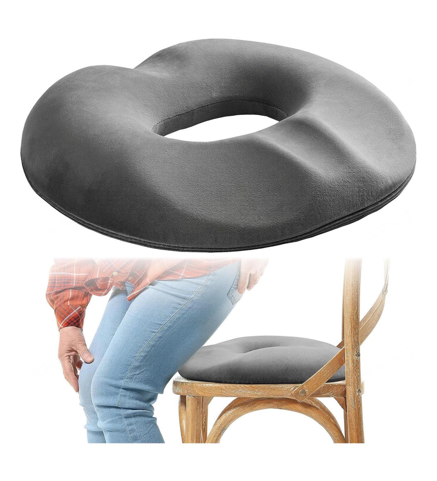 Coccyx Pillow for Tailbone Pain Bed Sore Cushions for Butt Premium Memory Foam Washable Donut Cushion for Tailbone Pain Back Pain Relief Gray Grey - Buy Online on GoSupps.com