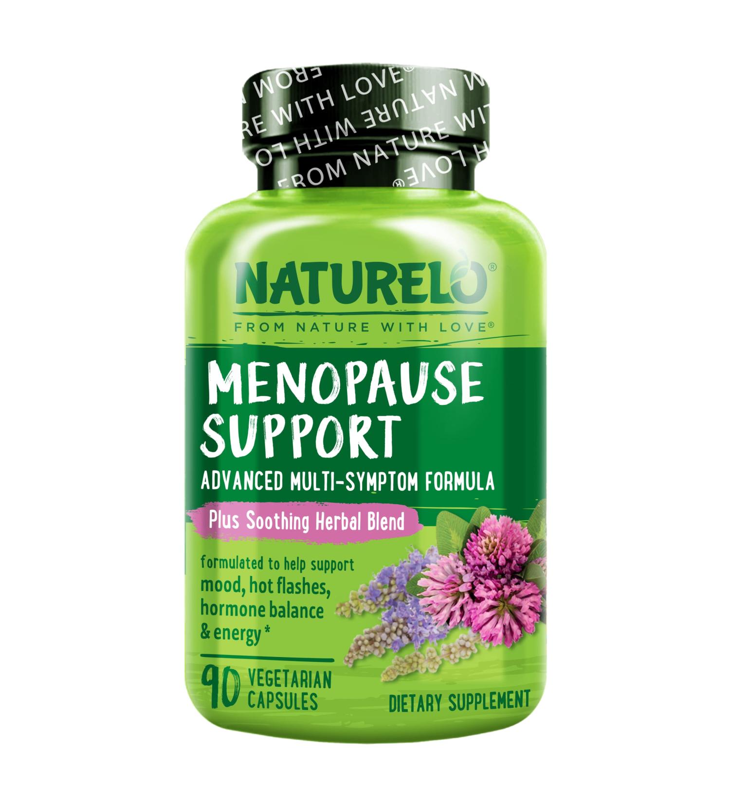 NATURELO Menopause Support - Advanced Multi-Symptom Formula with Herbal Blend - 90 Vegetarian Capsules - Buy Online on GoSupps.com