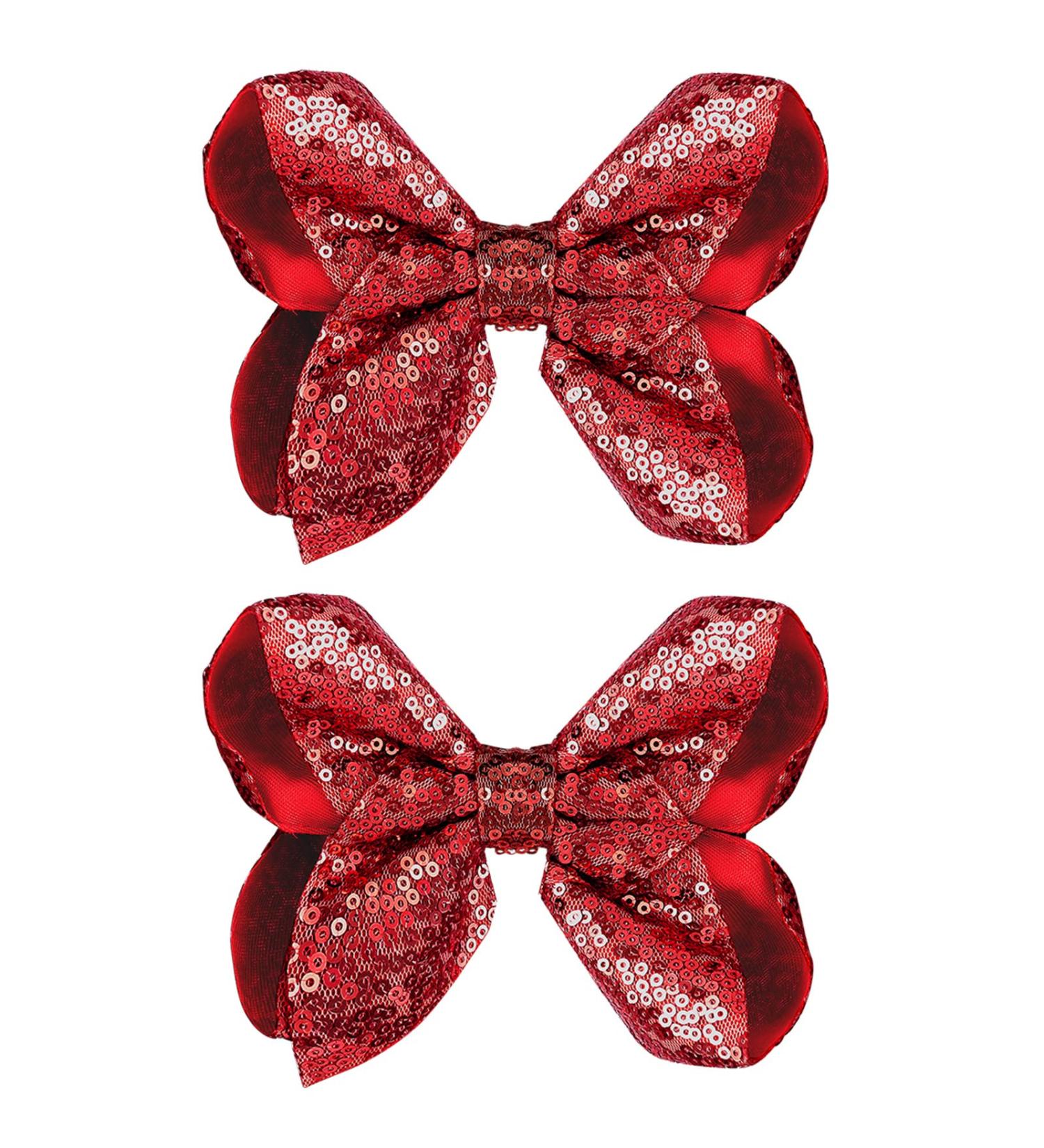 WLLHYF 2 PCS 5Inch Sequin Hair Bows Clips - Large Alligator Hair Barrettes for Girls, Red - Perfect for Birthday Parties and Gifts - Buy Online on GoSupps.com