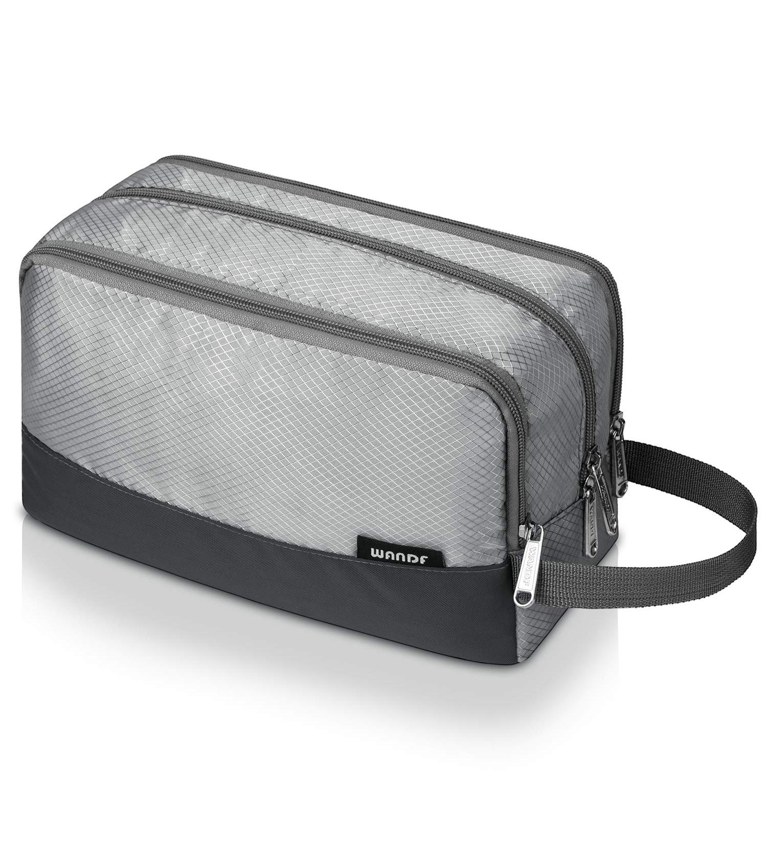WANDF Water-Resistant Nylon Travel Toiletry Bag for Men and Women - Lightweight Dopp Kit (A-Grey) - Buy Online on GoSupps.com