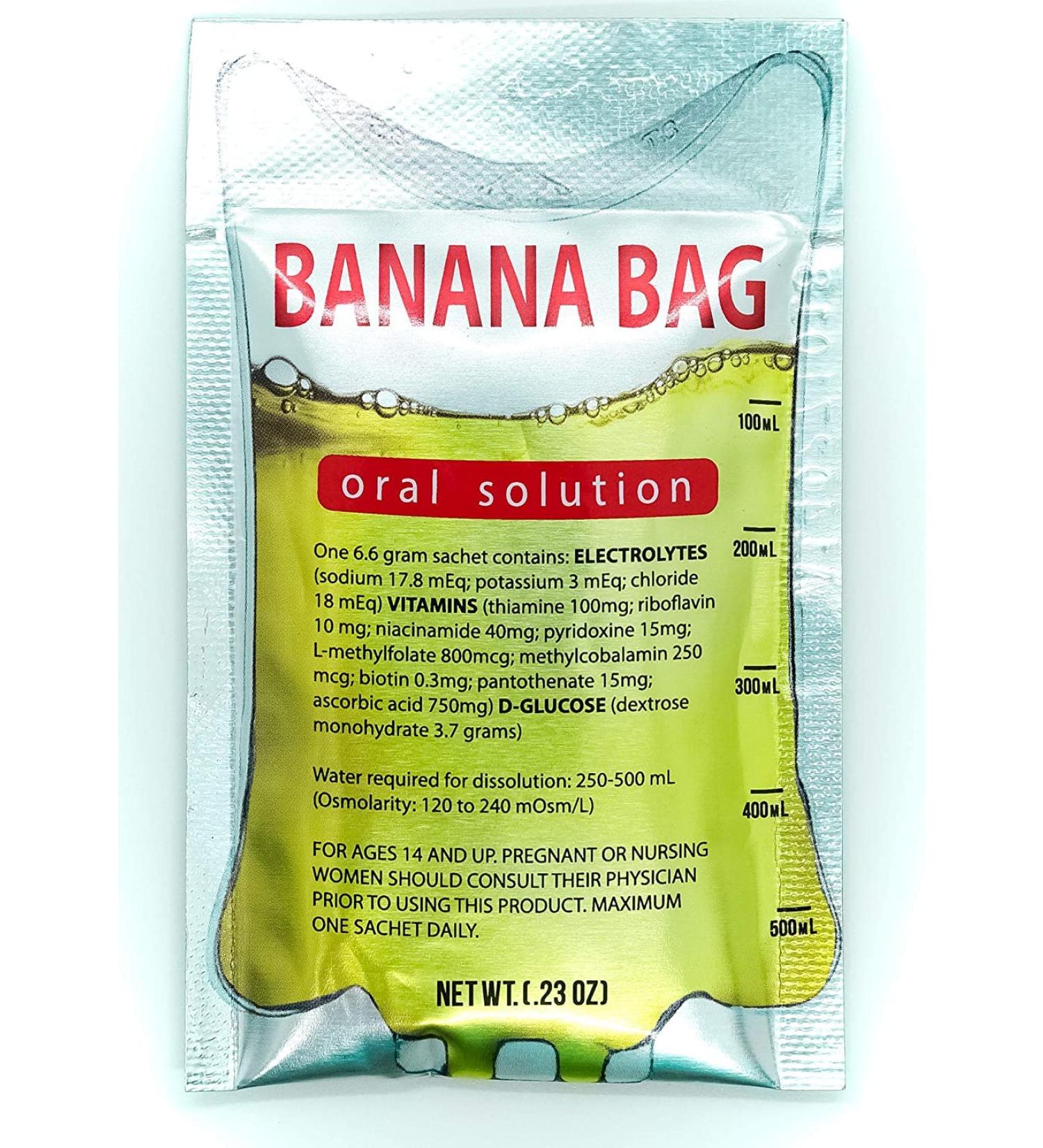 Banana Bag Oral Solution - Electrolyte & Vitamin Powder for Rehydration - 5 Packets - Buy Online on GoSupps.com