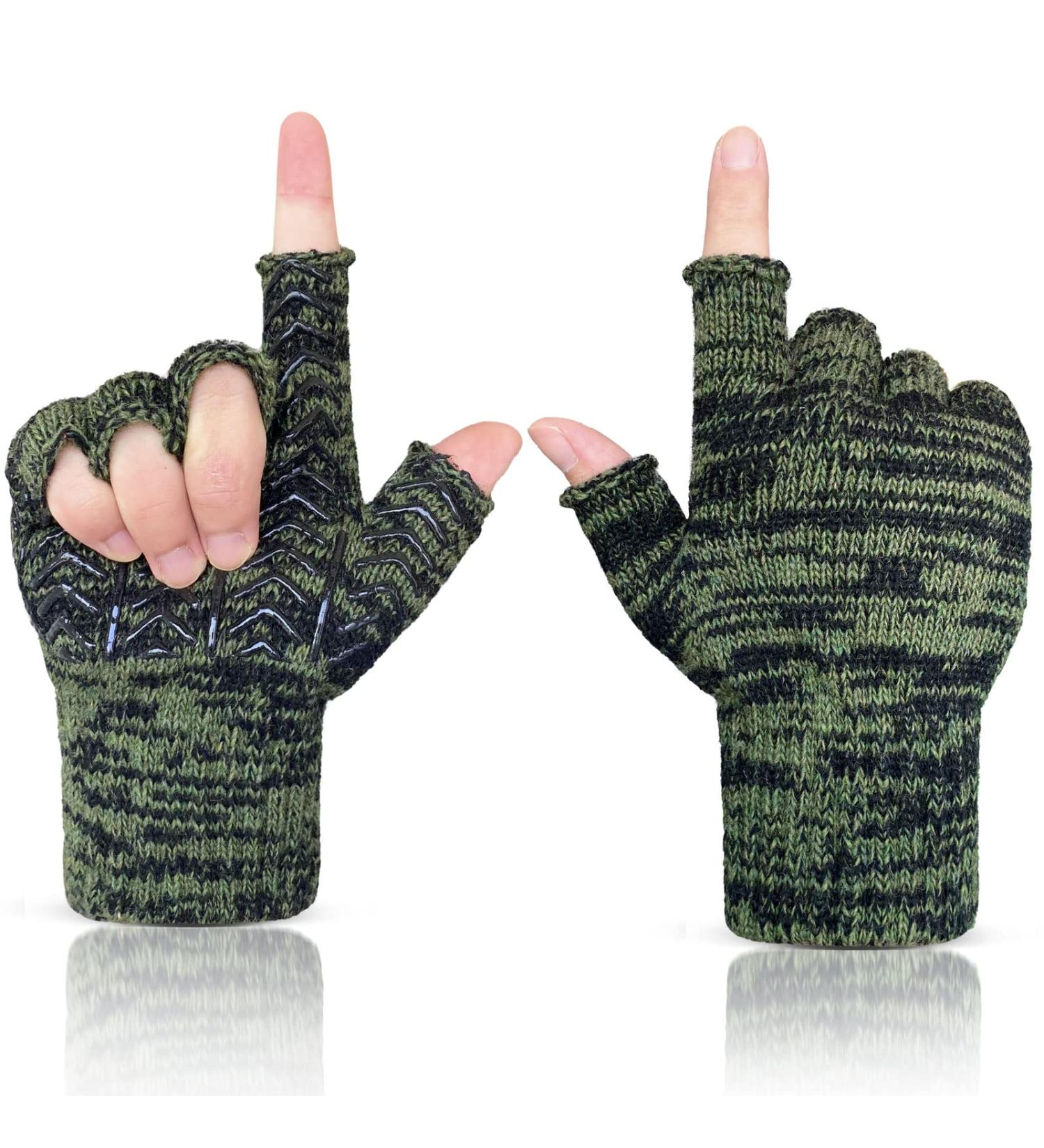 Half Finger Winter Wool Fishing Gloves - Men's/Women's Size L (Aqua) - Ideal for Fishing, Photography, and Hunting in Snowy Conditions - Buy Online on GoSupps.com