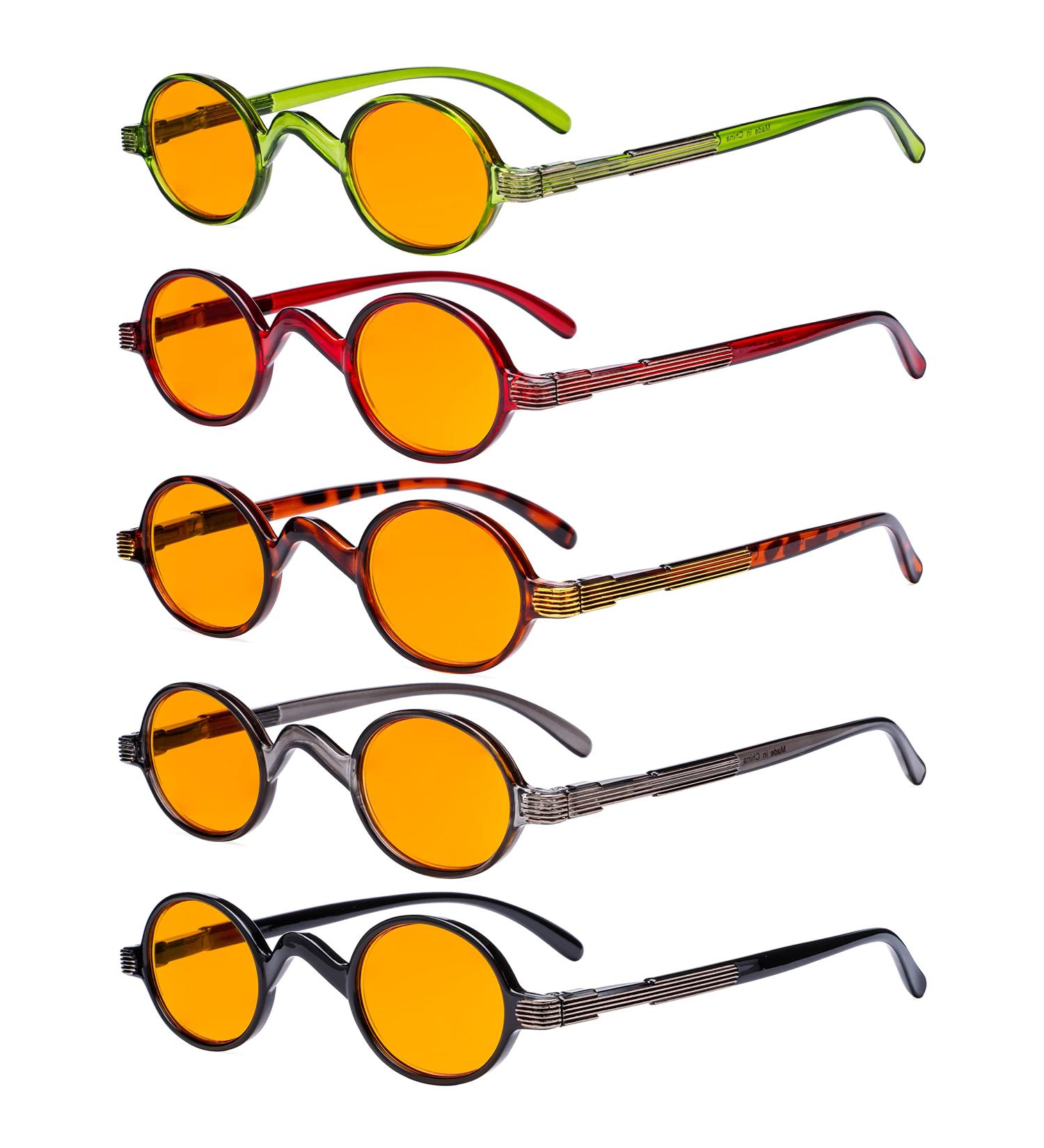 Eyekepper 5 Pack Small Round Blue Light Blocking Reading Glasses +3.00 - Orange Tinted Computer Readers for Eye Protection - Buy Online on GoSupps.com