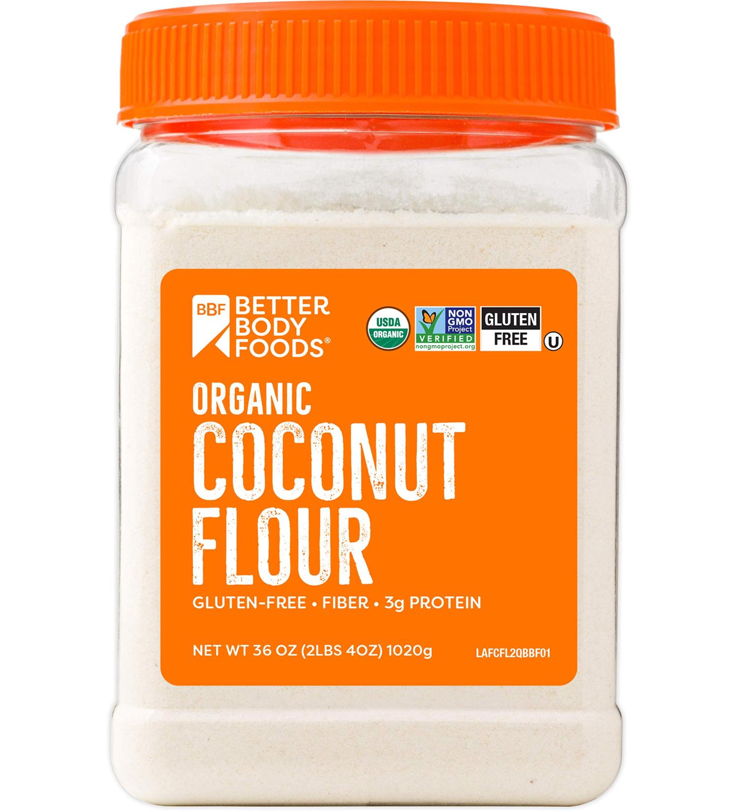 BetterBody Foods Organic Coconut Flour - 2.25 lb Jar | Gluten-Free White Flour Alternative | High Fiber & Nutrient-Dense - Buy Online on GoSupps.com