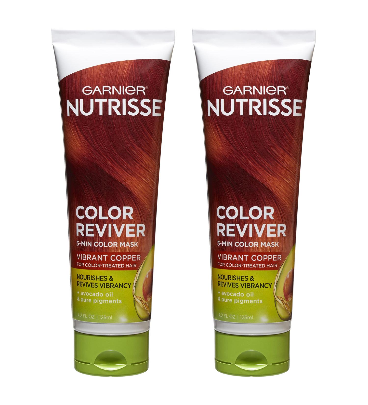 Garnier Nutrisse Color Reviver 5 Minute Nourishing Hair Color Mask with Avocado Oil Delivers Day 1 Color Results, for Color Treated Hair, Vibrant Copper, 8.4 fl oz, 2 Count (Packaging May Vary)