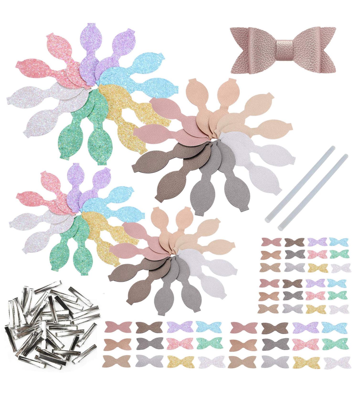 AOUXSEEM Faux Leather Hair Bows DIY Kit - 48 Set for Girls & Women - Buy Online on GoSupps.com