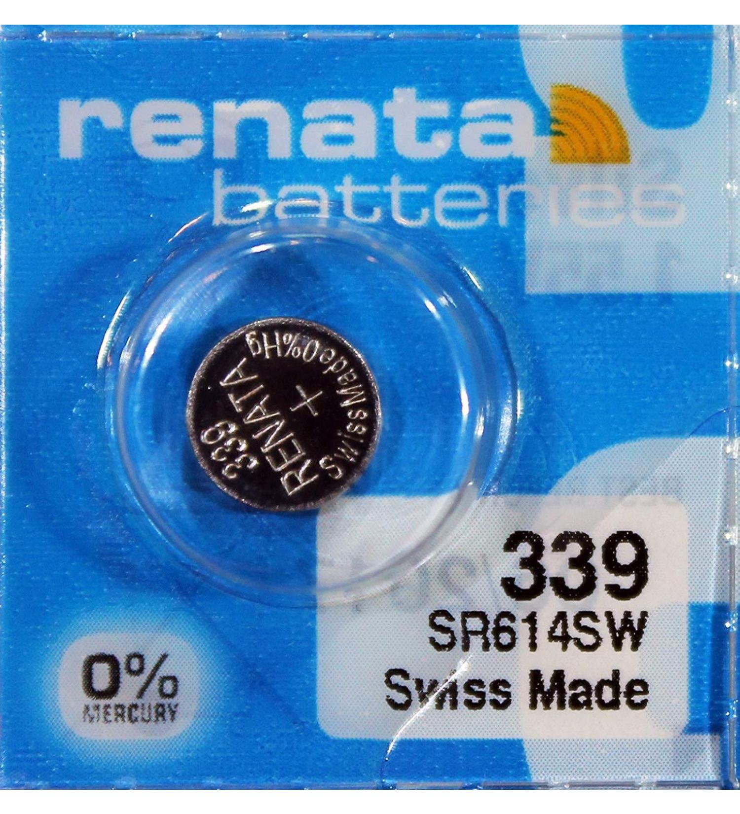 Renata 339 SR614SW Batteries - 1.55V Silver Oxide 339 Watch Battery (2 Count)