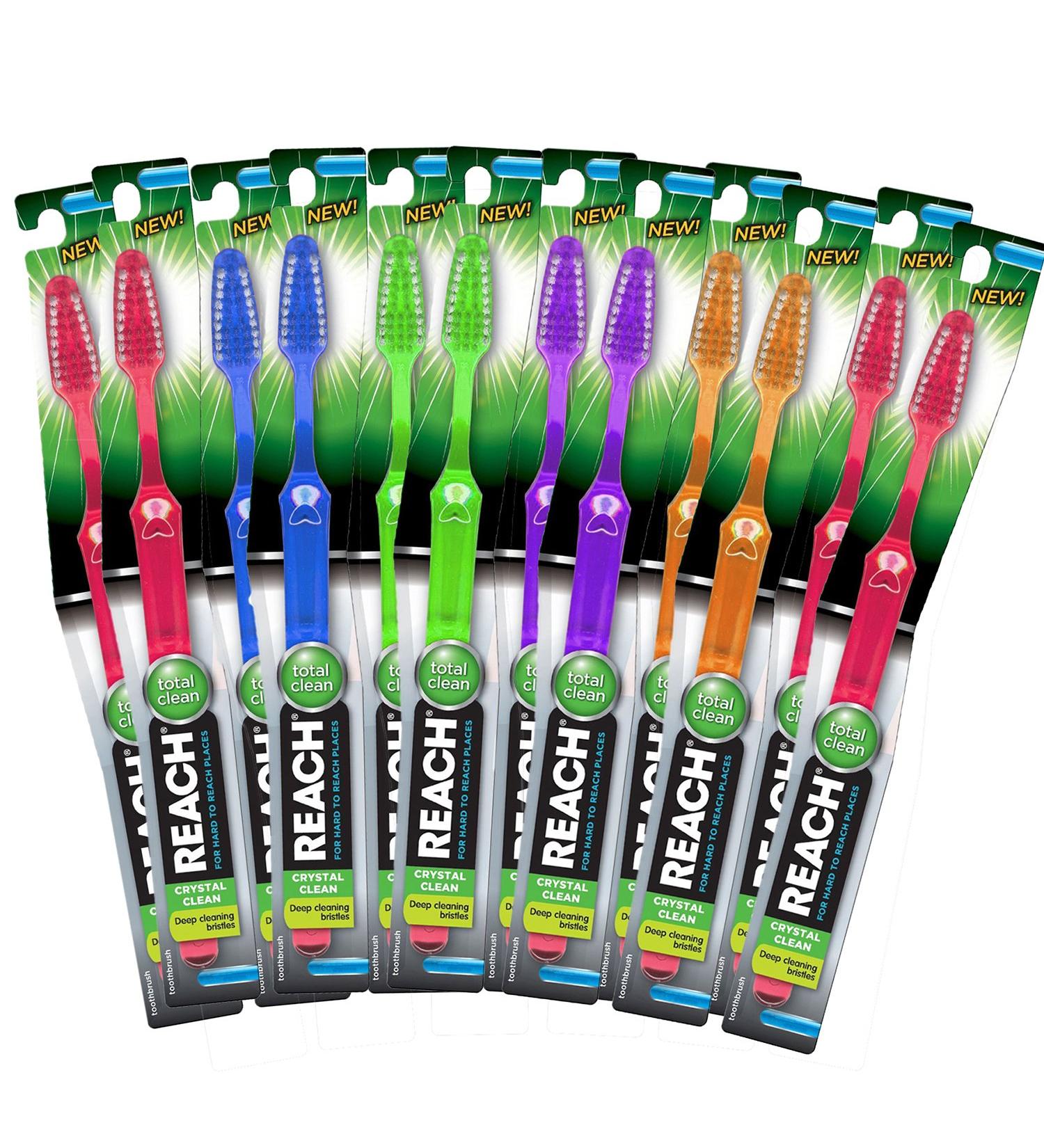 Reach Toothbrush Crystal Clean Soft 10 Assorted Colors  12 Count (Pack of 1)-