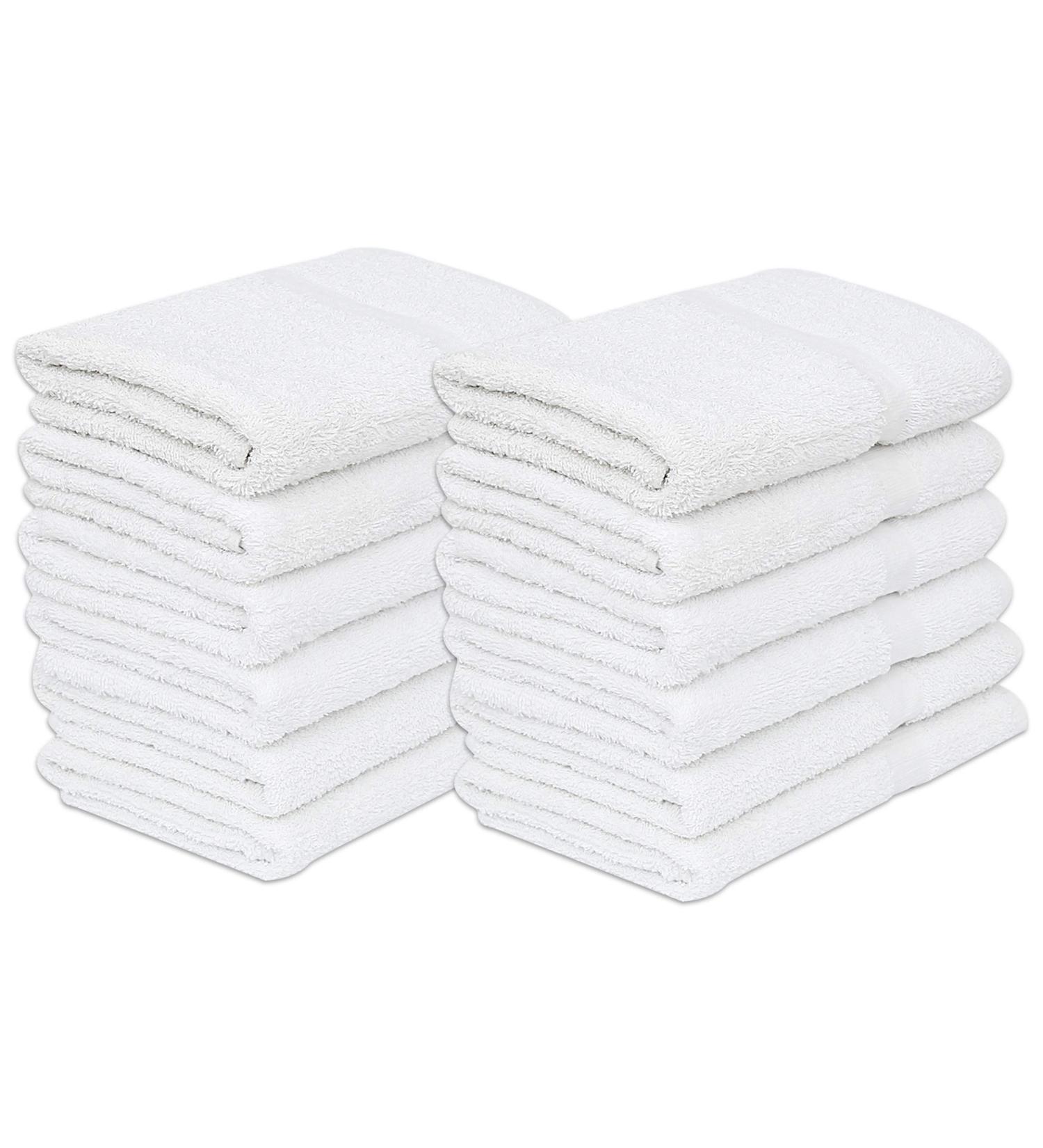 12 White Economy Bath Towels Bulk - 24x48 Inch, Cotton Blend for Softness - Commercial Grade, Easy Care - Buy Online on GoSupps.com