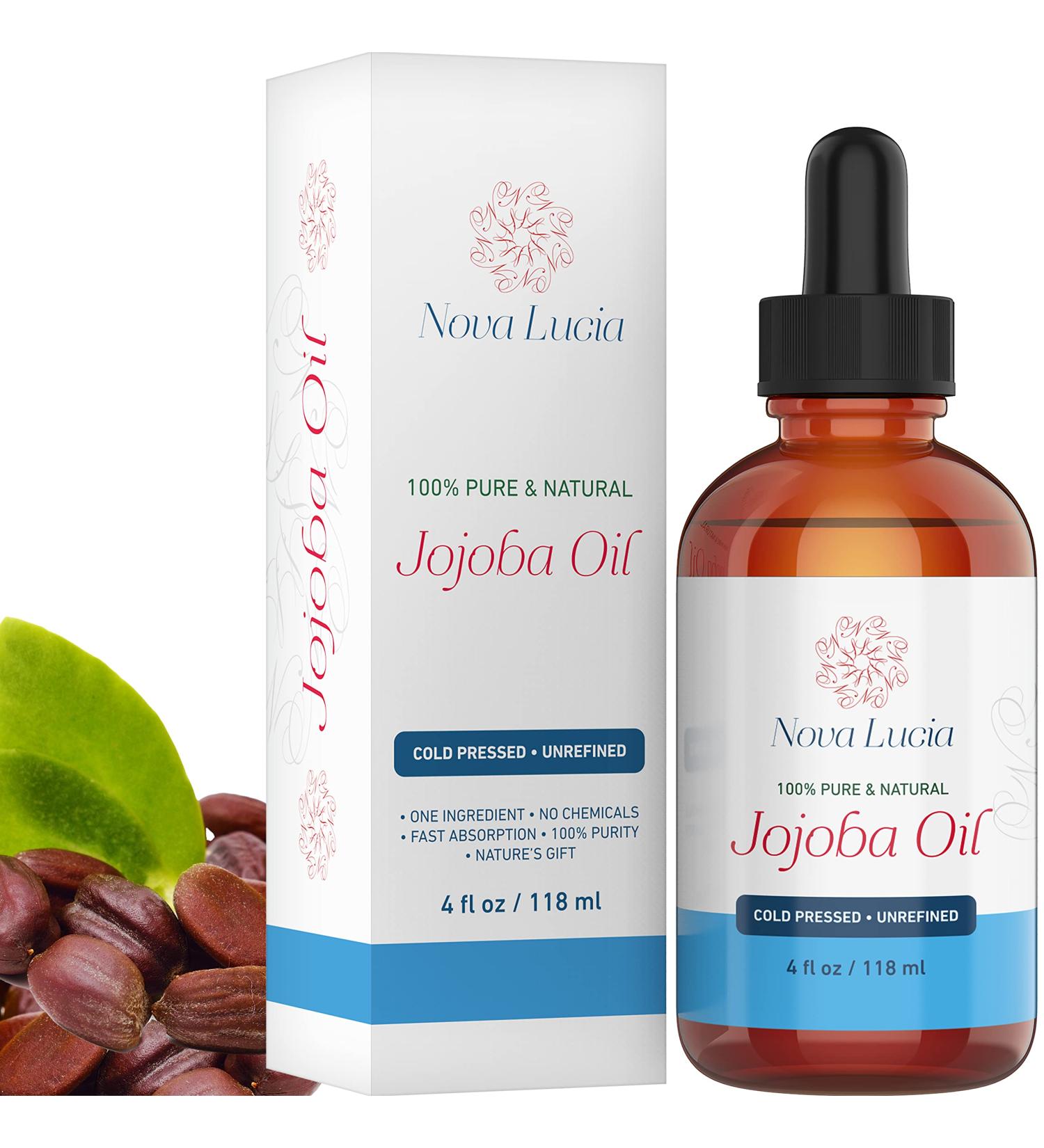 4 oz Jojoba Oil - 100% Pure Natural, Cold Pressed Moisturizer for Hair, Skin, Nails - Sun Spot Minimizer, Stretch Mark & Scar Treatment - For Oily, Normal, Dry Skin - Buy Online on GoSupps.com