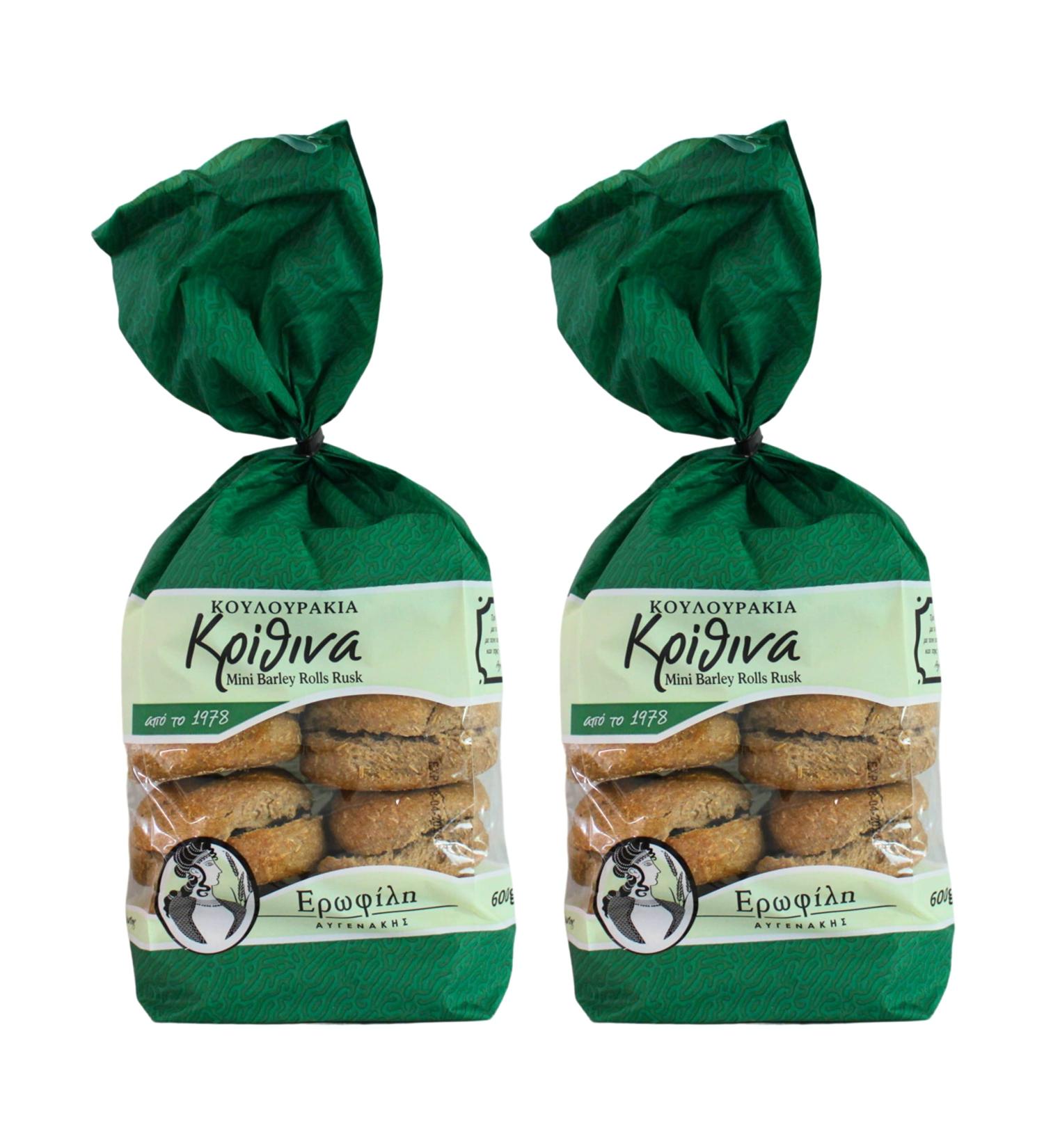Erofili Avgenakis Greek Mini Barley Rolls Rusks - Pack of 2 x 600g (1.2kg) | Authentic Greek Snack | International Shipping Available - Buy Online on GoSupps.com