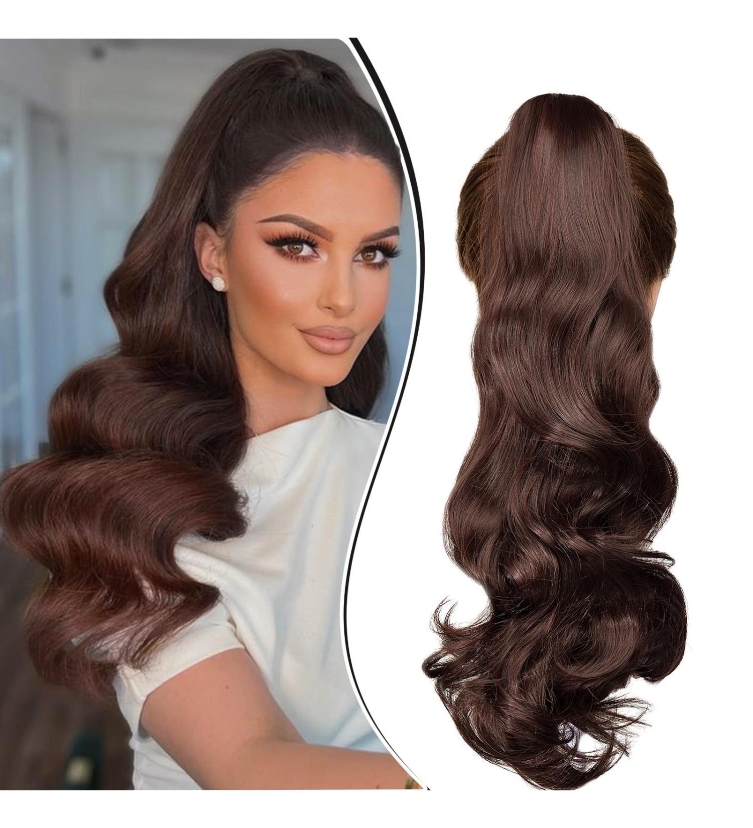 Dcbaboo Ponytail Extension Curly 18inch Claw Clip in Ponytail Hair Extensions Long Wavy Synthetic Pony tails Natural Wave One Piece Hairpiece Fake Ponytail for Women Dark Brown/Dark Auburn 18 inch 140g Dark Brown/Dark Auburn - Buy Online on GoSupps.com