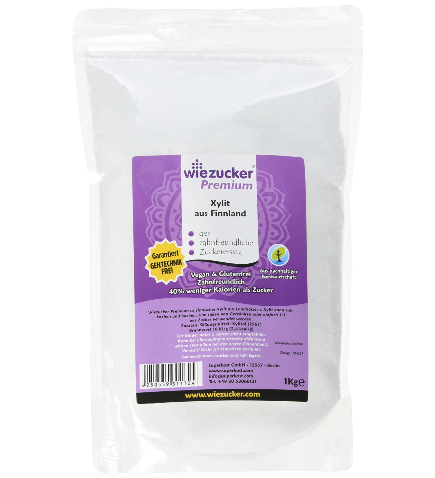Wiezucker Premium Birch Sugar from Finland - 1kg Xylitol Made from Hardwoods | Buy Internationally - Buy Online on GoSupps.com