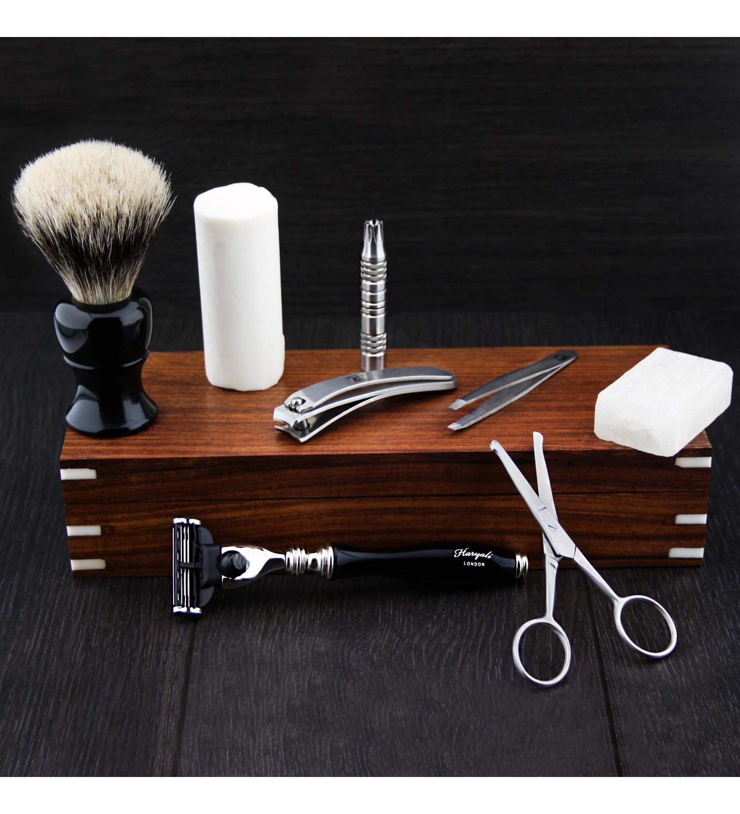 Buy Silver Tip Badger Hair Brush Shaving Cream Alum Block & Nose Trimmer | International Shipping Available - Buy Online on GoSupps.com