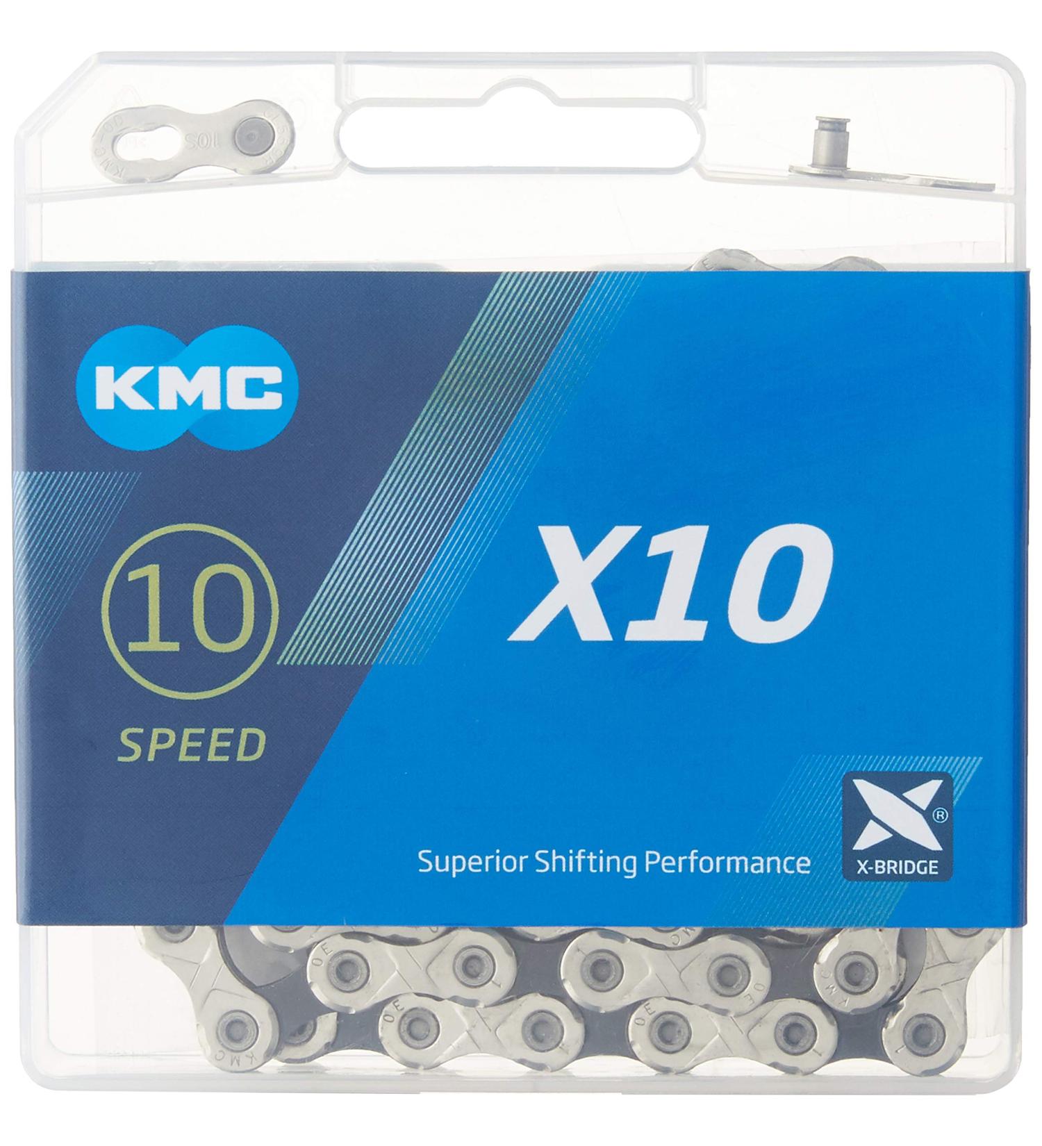 KMC X10-116L 10 Speed Bicycle Chain Silver - Durable NP/BK Design - Buy Online on GoSupps.com