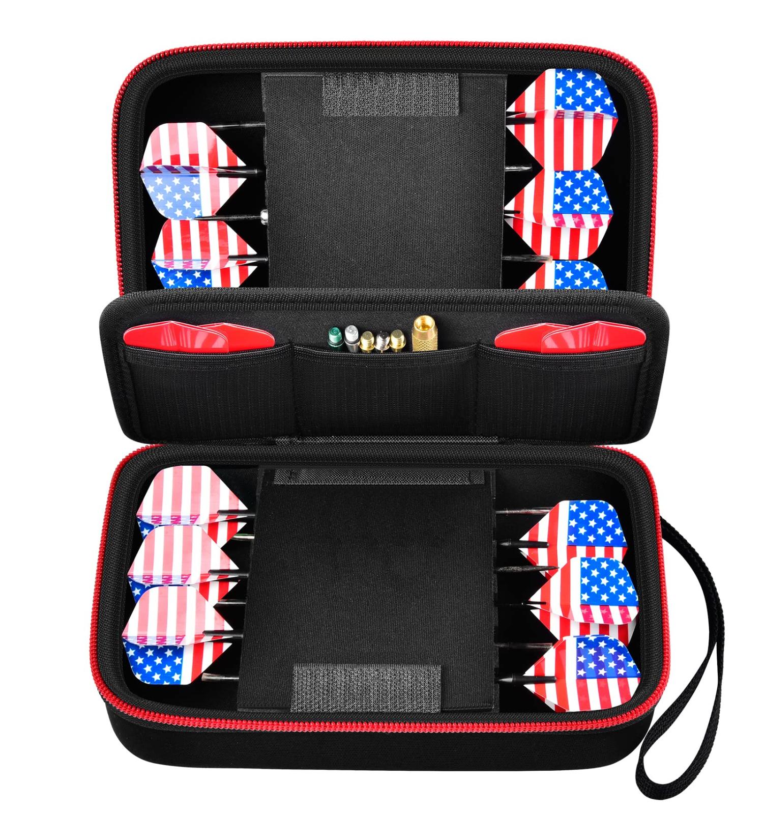 ALKOO Dart Case - Holds 12 Steel & Soft Tip Darts - Black with Flight Shape Protection & Storage Pockets - Buy Online on GoSupps.com