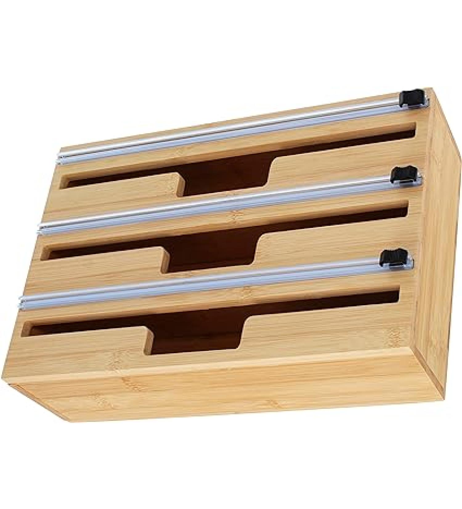 Potted Pans Plastic Wrap Dispenser with Cutter - 3 Slotted Kitchen Drawer Organizer - Buy Online on GoSupps.com