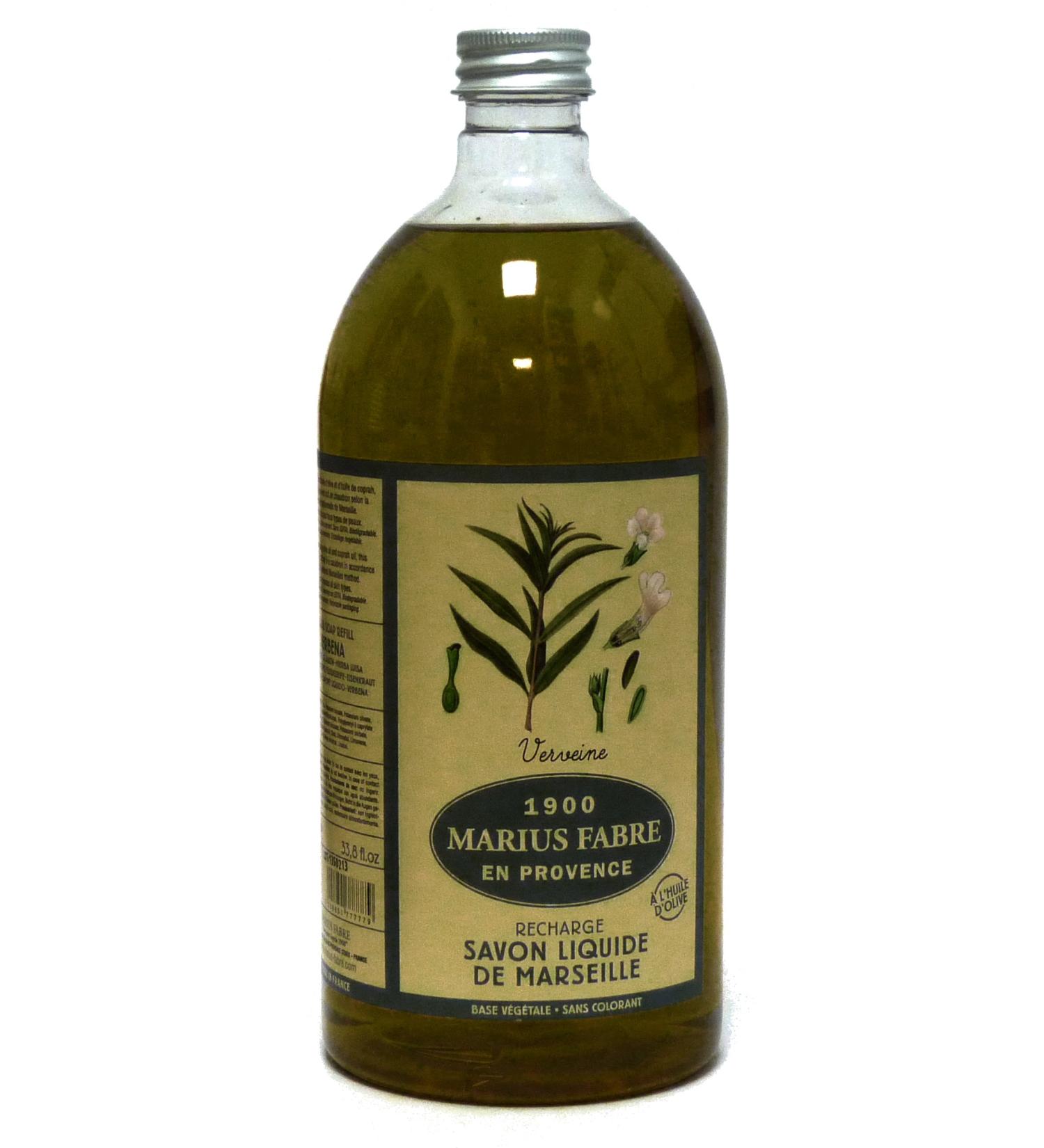 1 liter of liquid olive oil soap (refill) scent: Verbena - For normal dry mature and sensitive skin