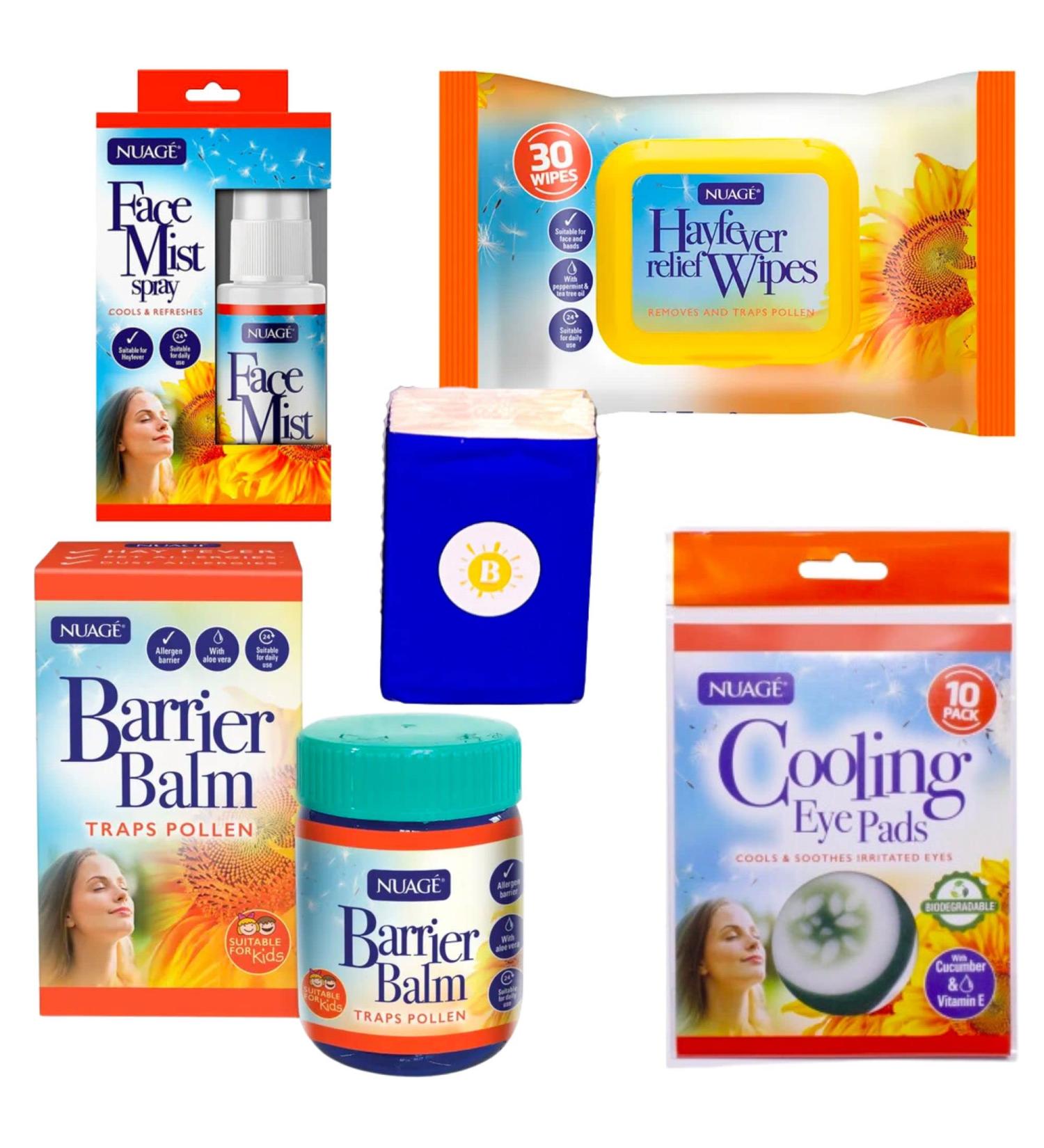 Nuage Hayfever Relief Set - Face Mist, Barrier Balm, Eye Pads, and Tissues - Pollen Anti Allergy Remedies - Buy Online on GoSupps.com