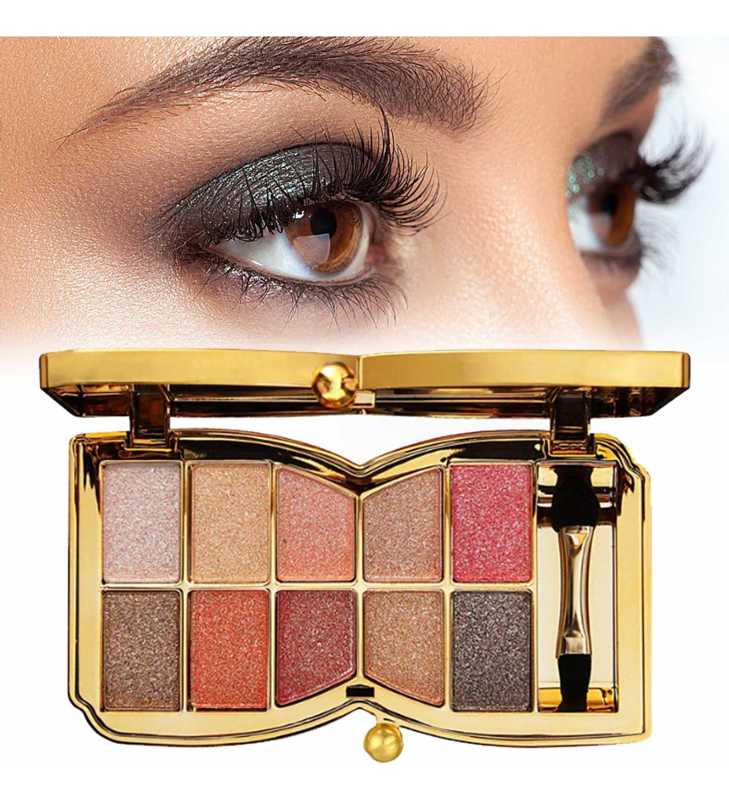 10 Colors Sparkle Shimmer Eyeshadow Palette Gold Eyeshadow Shimmer Makeup Palette Highly Pigmented Long Lasting Makeup Set Eye Shadow Palette Makeup 08 - Buy Online on GoSupps.com