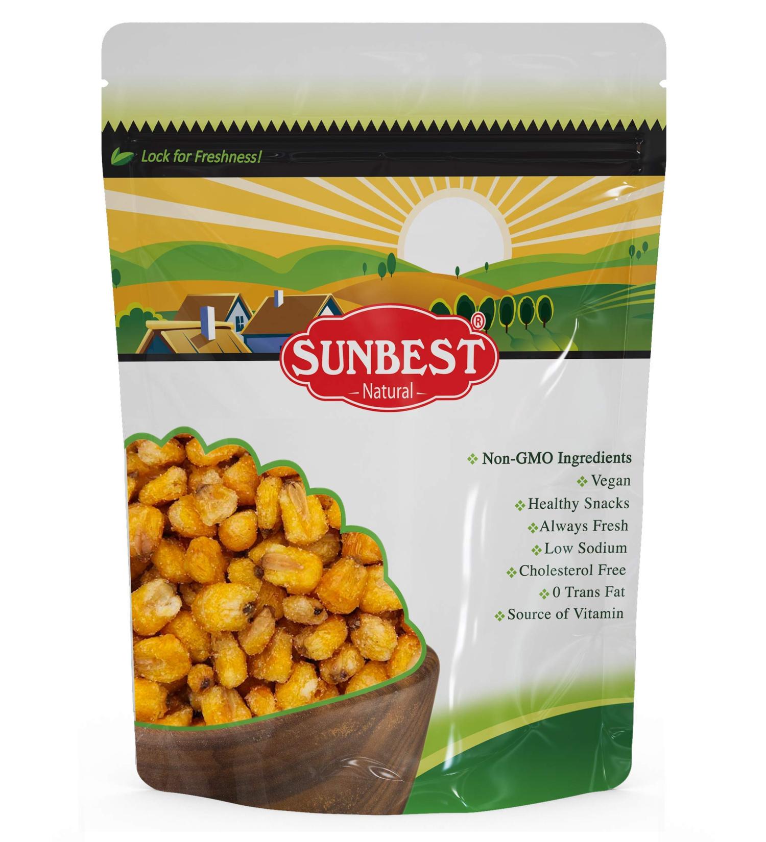 Sunbest Natural Jumbo Roasted Corn Snacks | 2 Lbs. Pack | Heart-Healthy & Tasty | Non-GMO, Vegan | Bulk Salted Corn Snacks - Buy Online on GoSupps.com