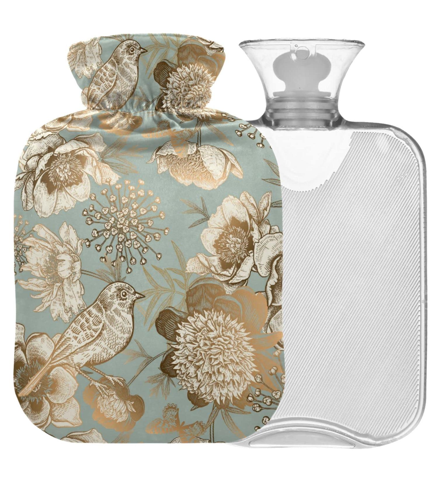 Naanle Flowers Bird Hot Water Bottle - 1L Transparent Heat Therapy for Pain Relief | Warm & Cold Use for Bed & Hand/Foot - Buy Online on GoSupps.com