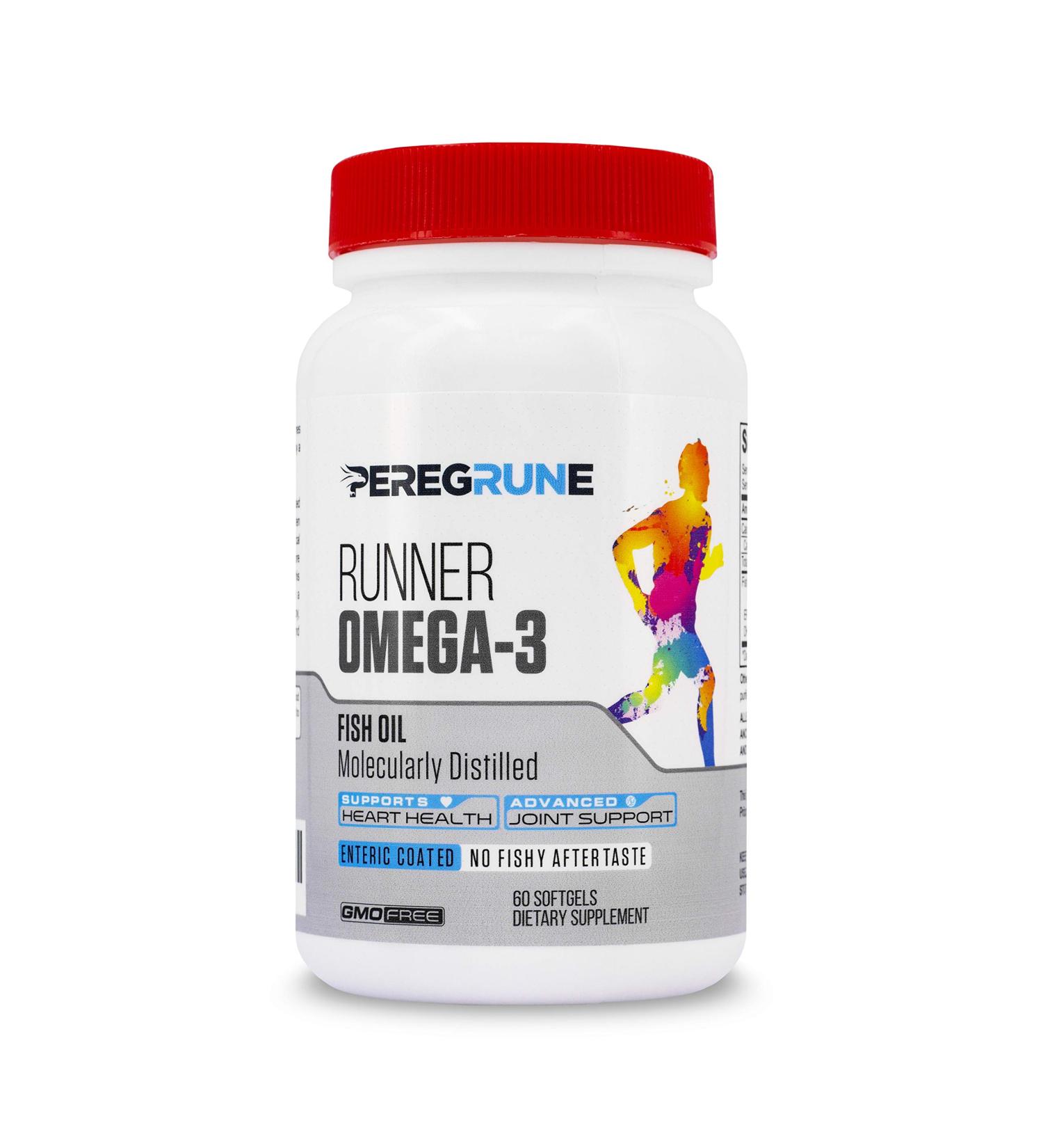 PEREGRUNE Runner Omega 3 Fish Oil | Helps Support Heart & Joint Health for Running with Omega- EPA & DHA | 1400 mg 1 Month Capsules for Men and Women | Triple Strength Nutritional Sport Supplement - Buy Online on GoSupps.com