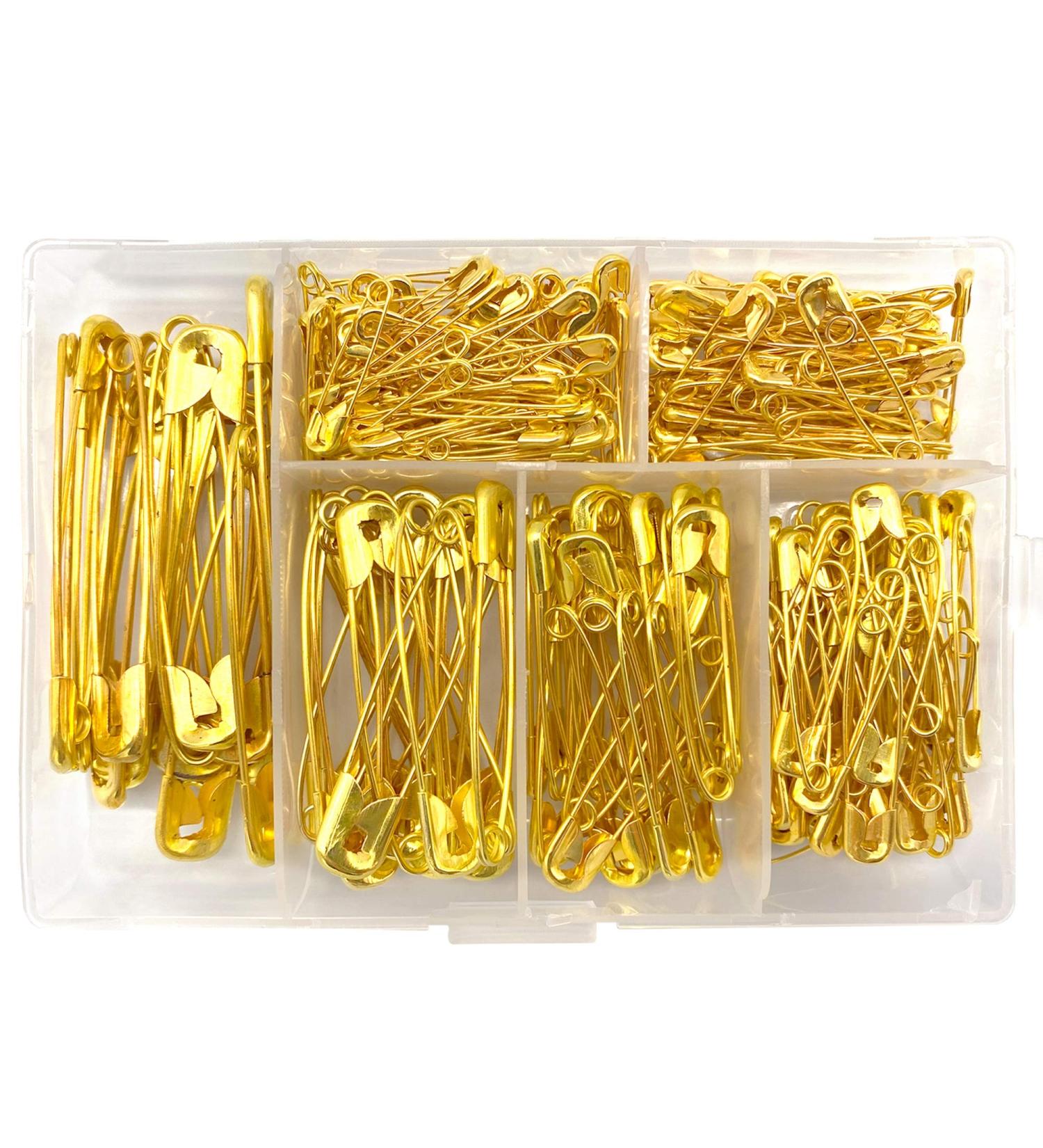 260 Pieces Gold Safety Pins Set - Durable & Rust-Resistant for Crafts, Sewing, Jewelry Making - 6 Sizes - Home & Office Use - Buy Online on GoSupps.com