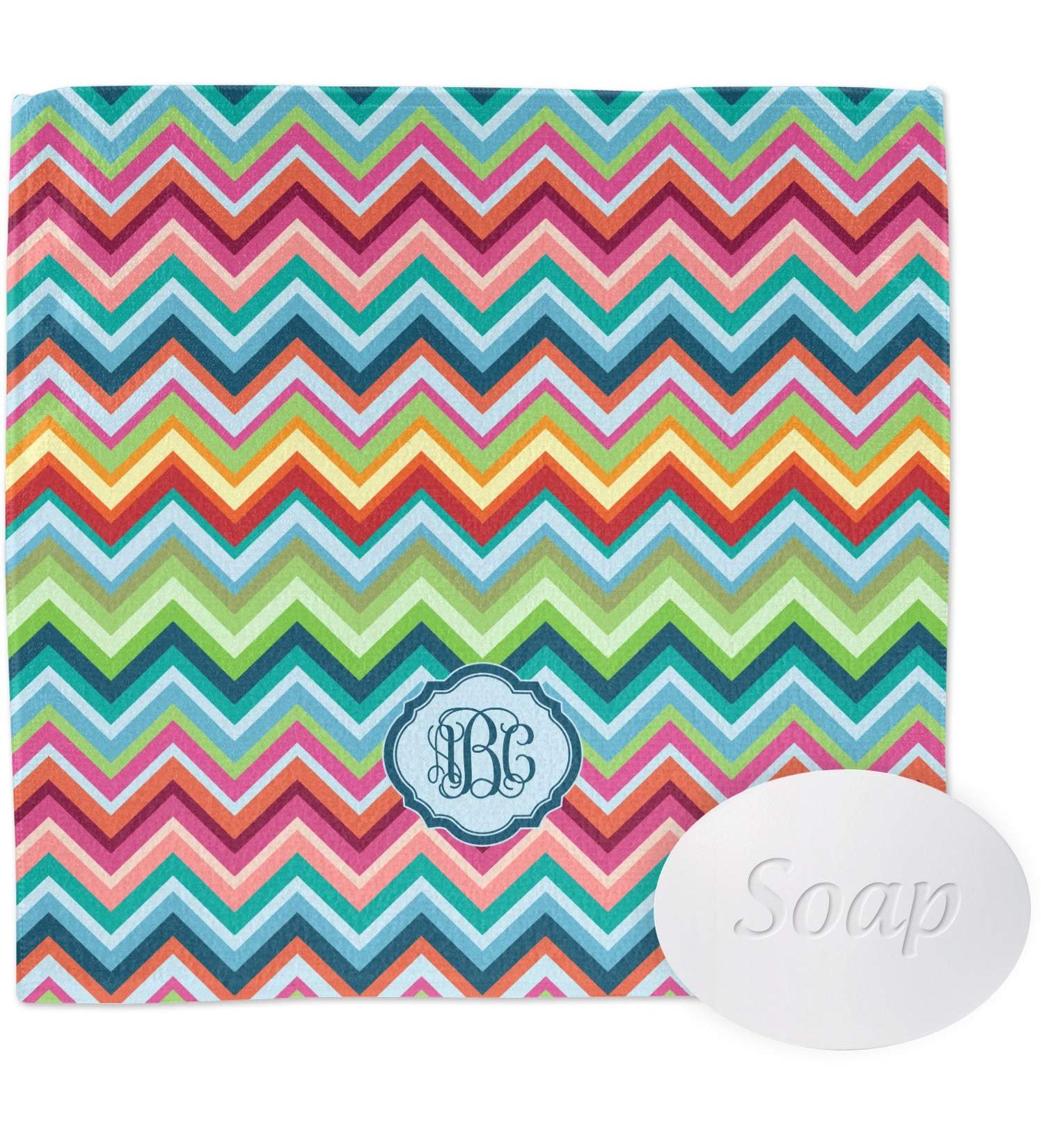 YouCustomizeIt Personalized Retro Chevron Monogram Washcloth
