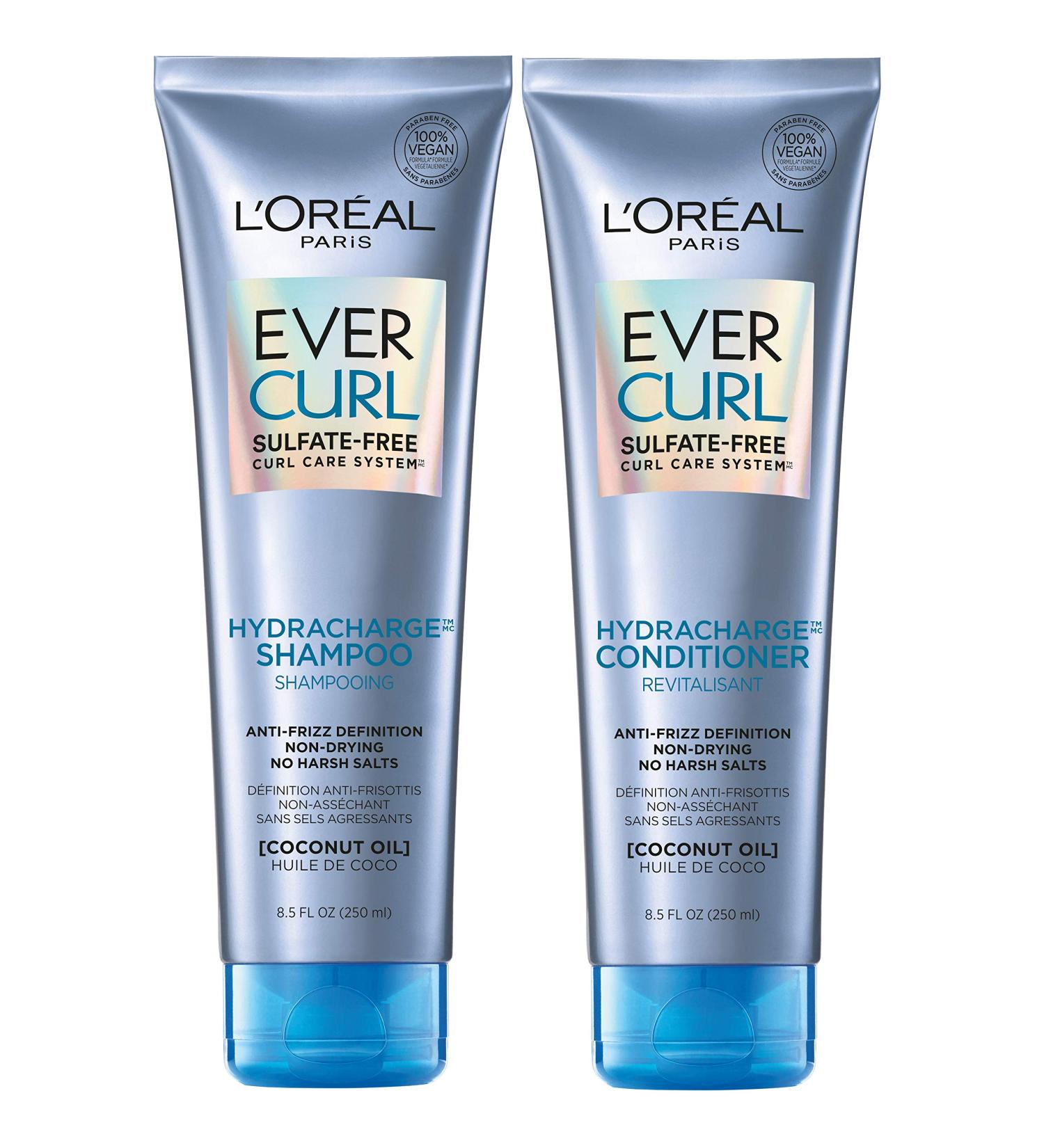 L'Oreal Paris EverCurl Sulfate Free Shampoo & Conditioner Kit - Anti-Frizz Hydration with Coconut Oil - 8.5oz (Pack of 2) - Buy Online on GoSupps.com