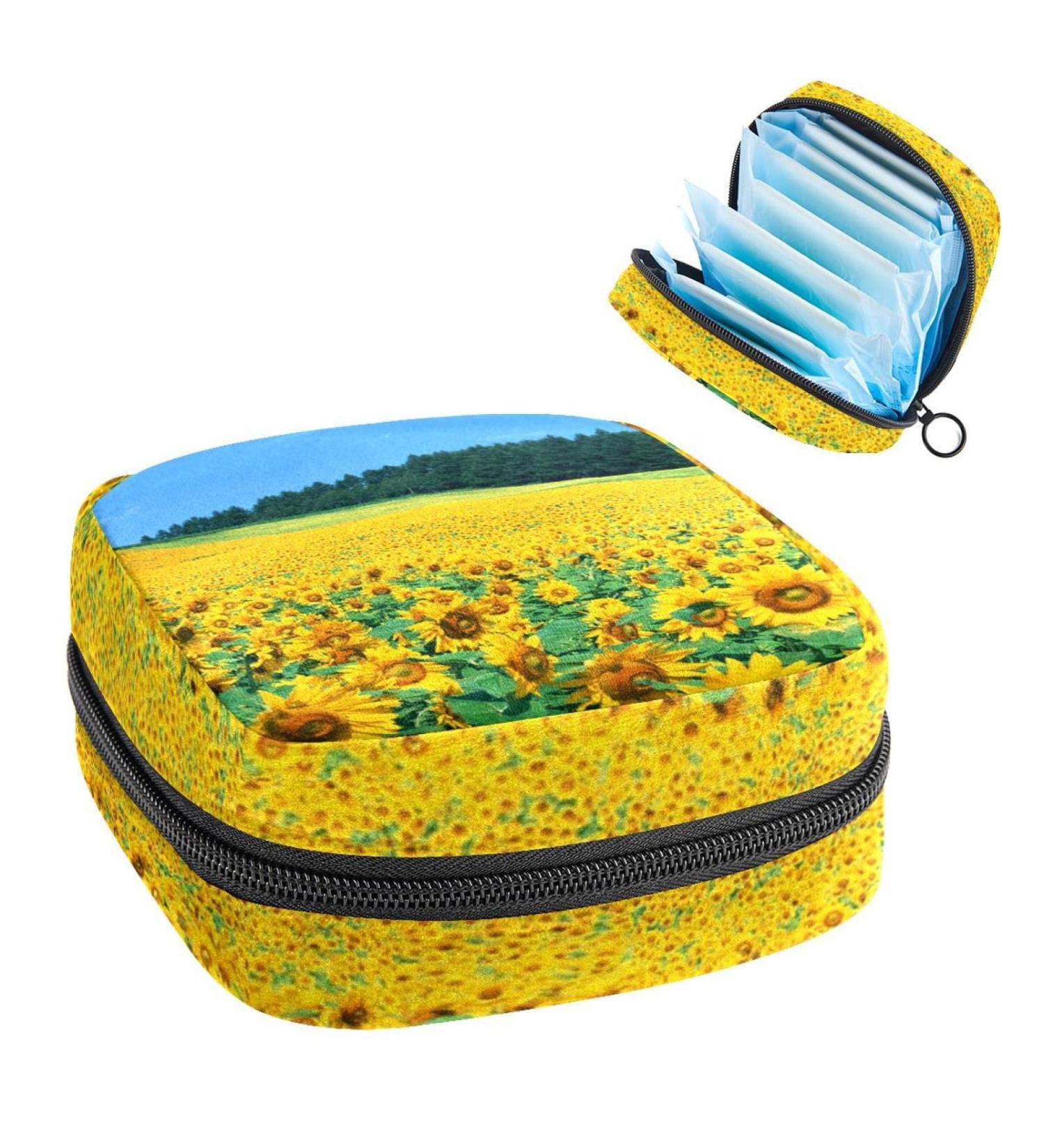 Sunflowers Sanitary Napkin Storage Bag - Portable Period Pouch for Women & Teens - Multi-colored - 1PC - Buy Online on GoSupps.com