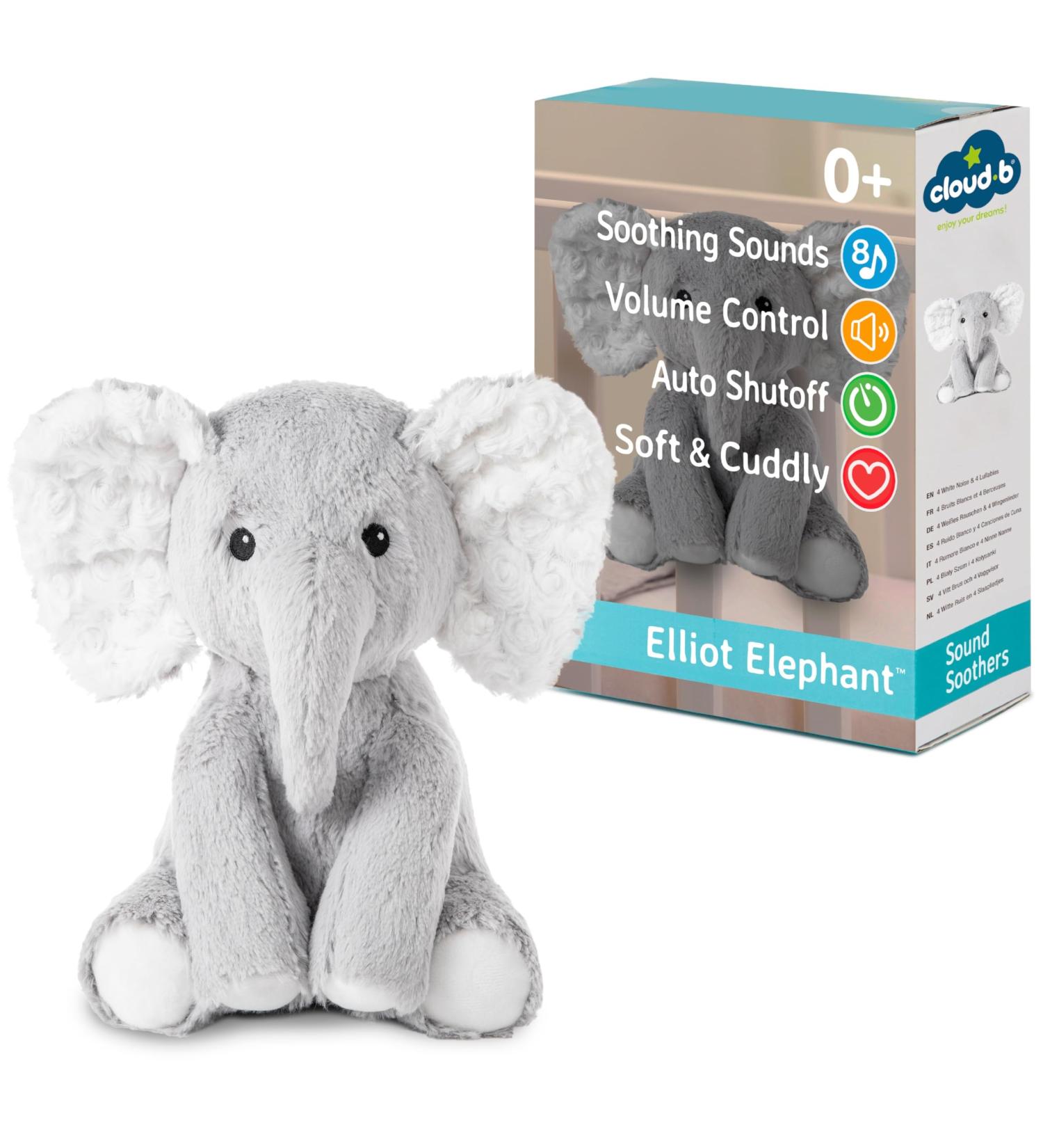 Shop Elliot the Elephant | Cloud B Sleep Aid with White Noise | Cuddly Plush Toy for Soothing Sleep | Adjustable Auto Shutdown | International Shipping - Buy Online on GoSupps.com