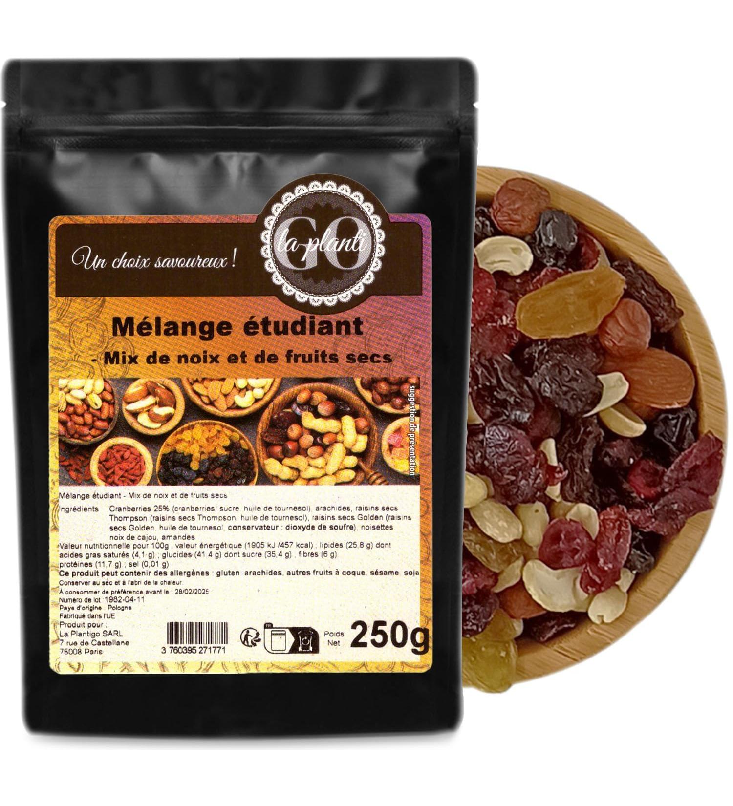 Student Mix - Nut and Dried Fruit Mix 250g - LA PLANTIGO - Buy Online on GoSupps.com